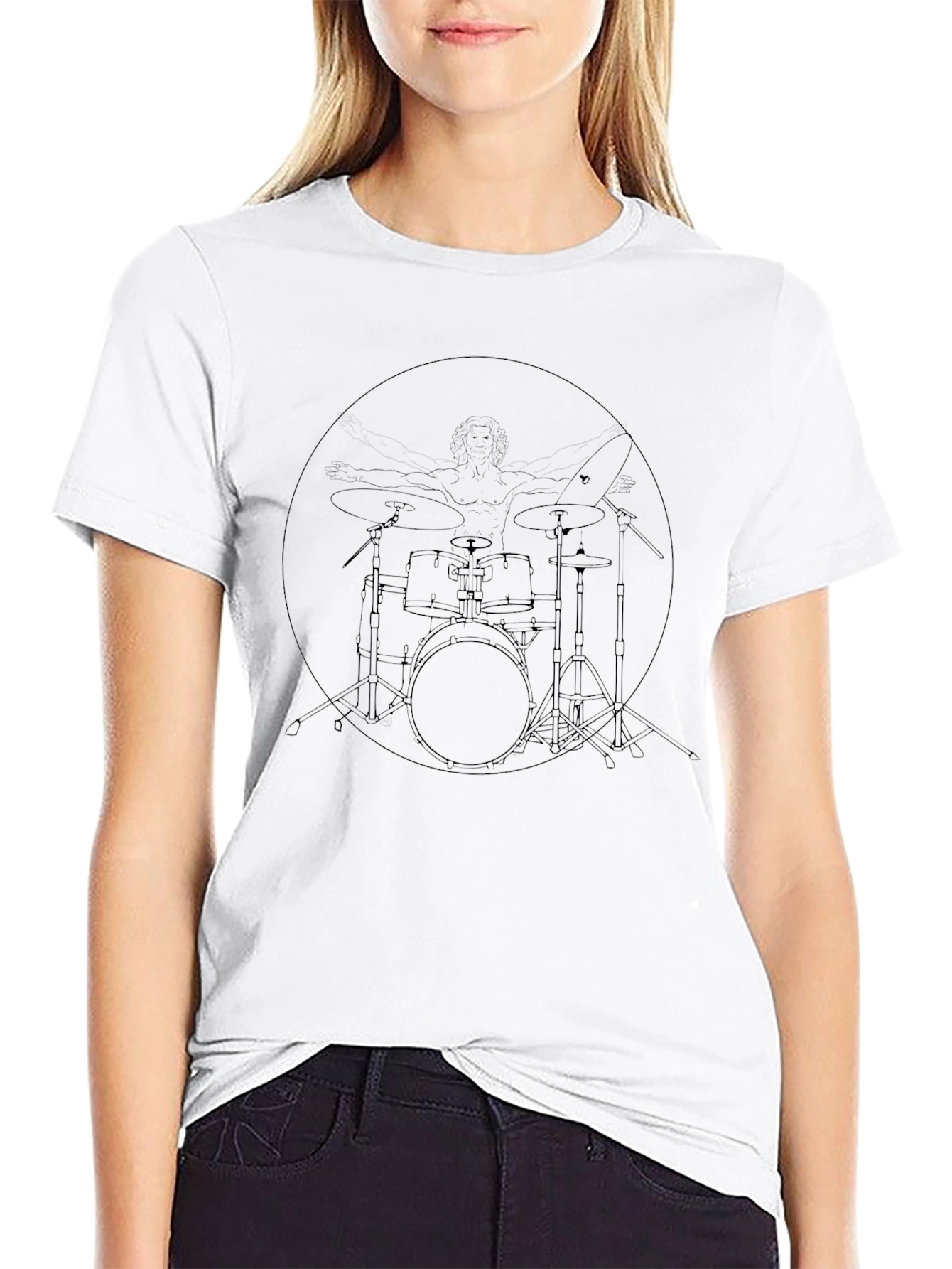 Vitruvian Drummer Black T-Shirt