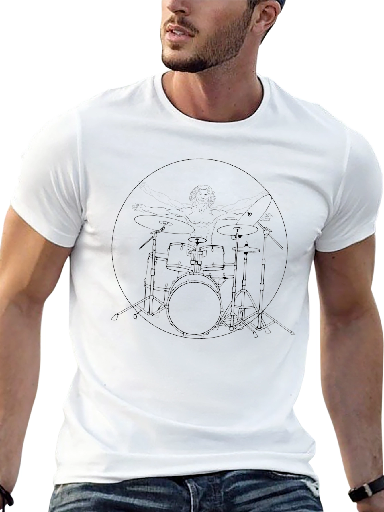 Vitruvian Drummer Black T-Shirt