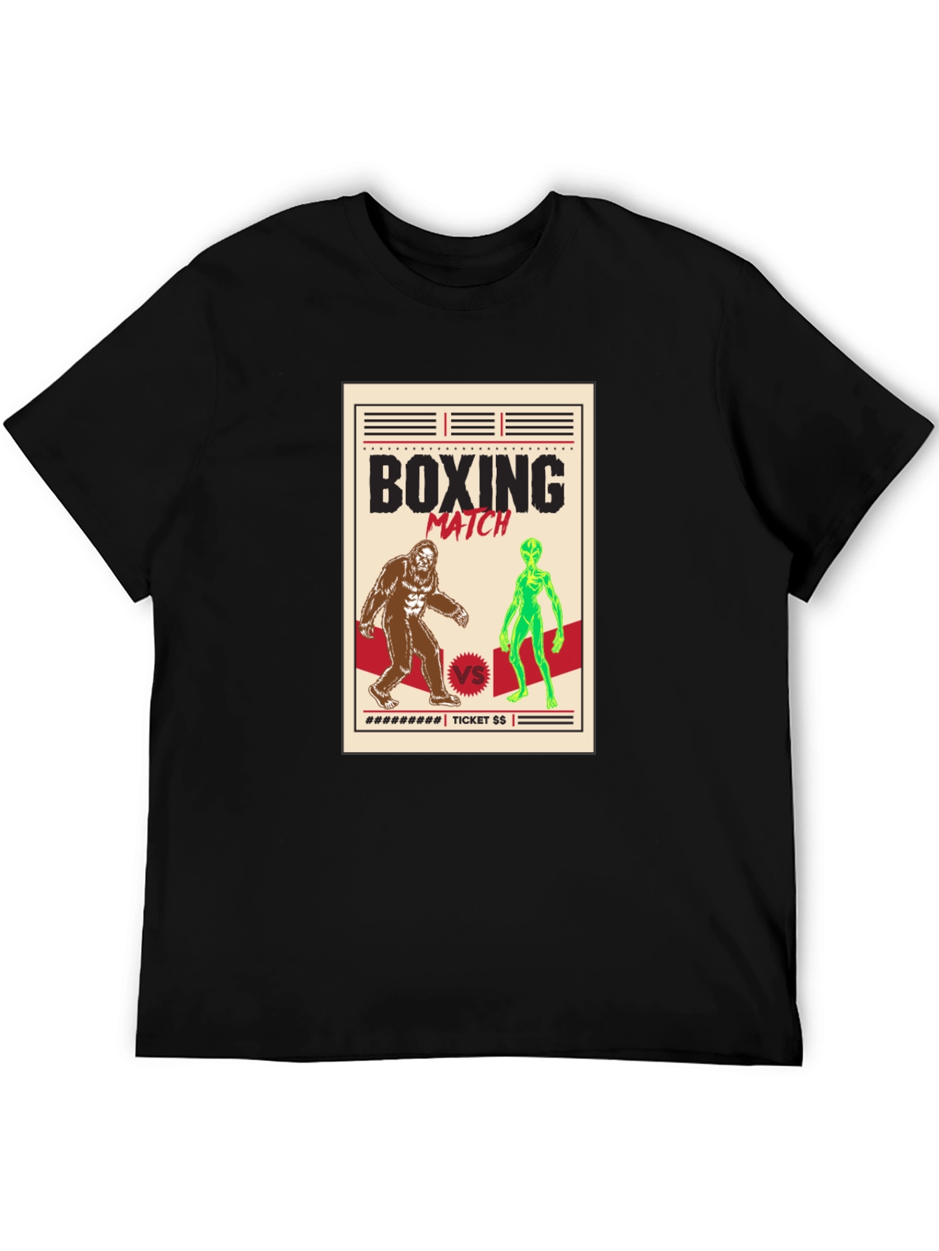 Boxing Match Bigfoot vs Alien Graphic Tee