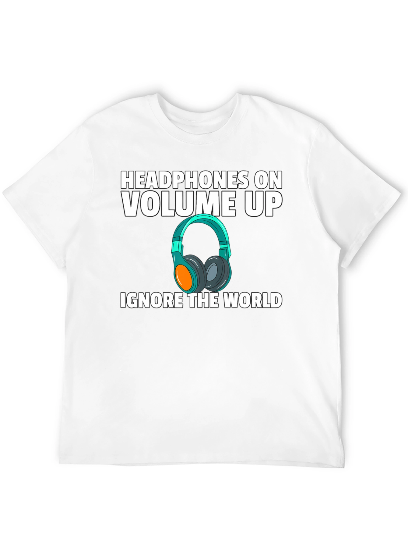 Headphones On Volume Up Graphic Tee - Black