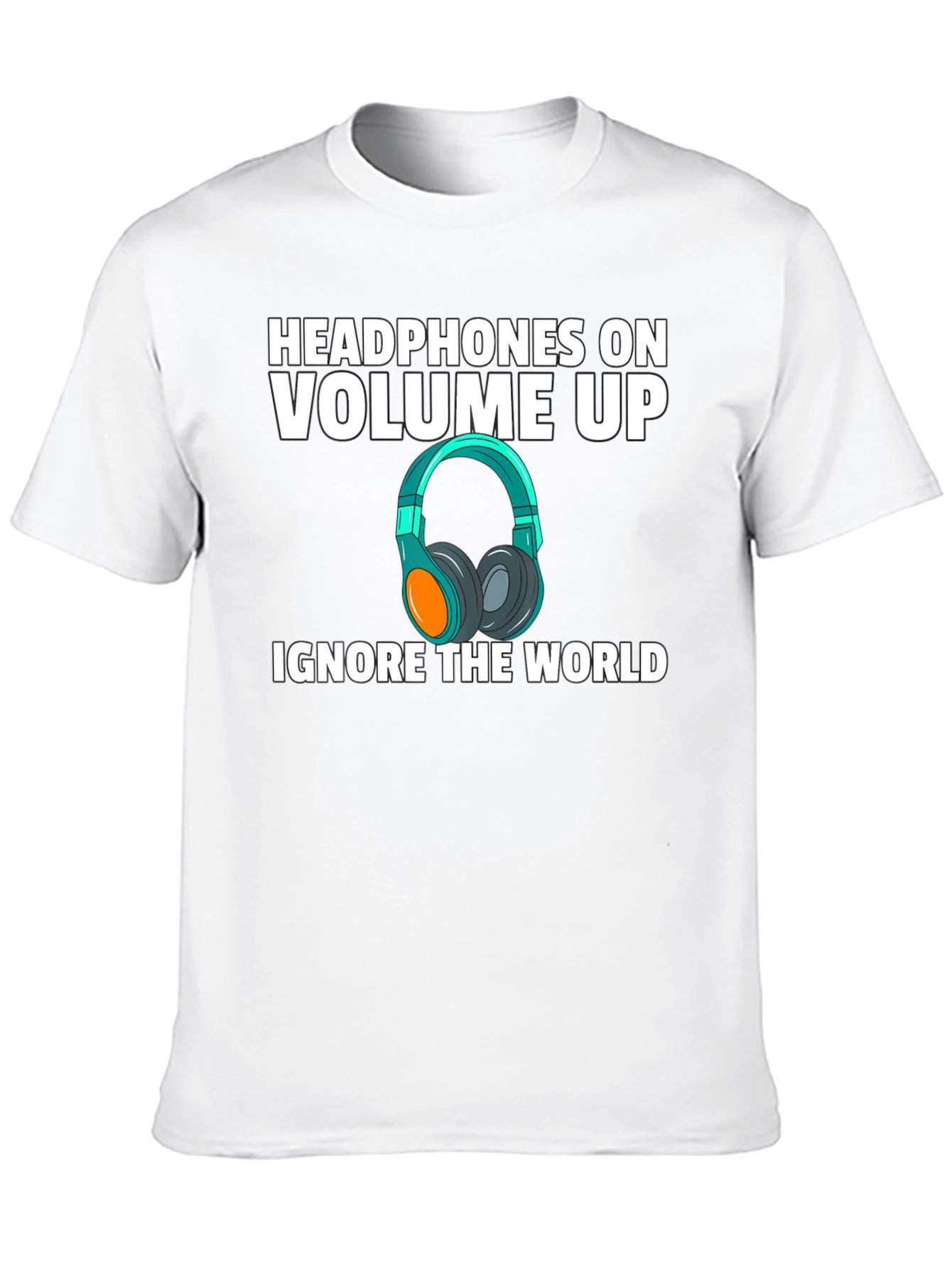 Headphones On Volume Up Graphic Tee - Black