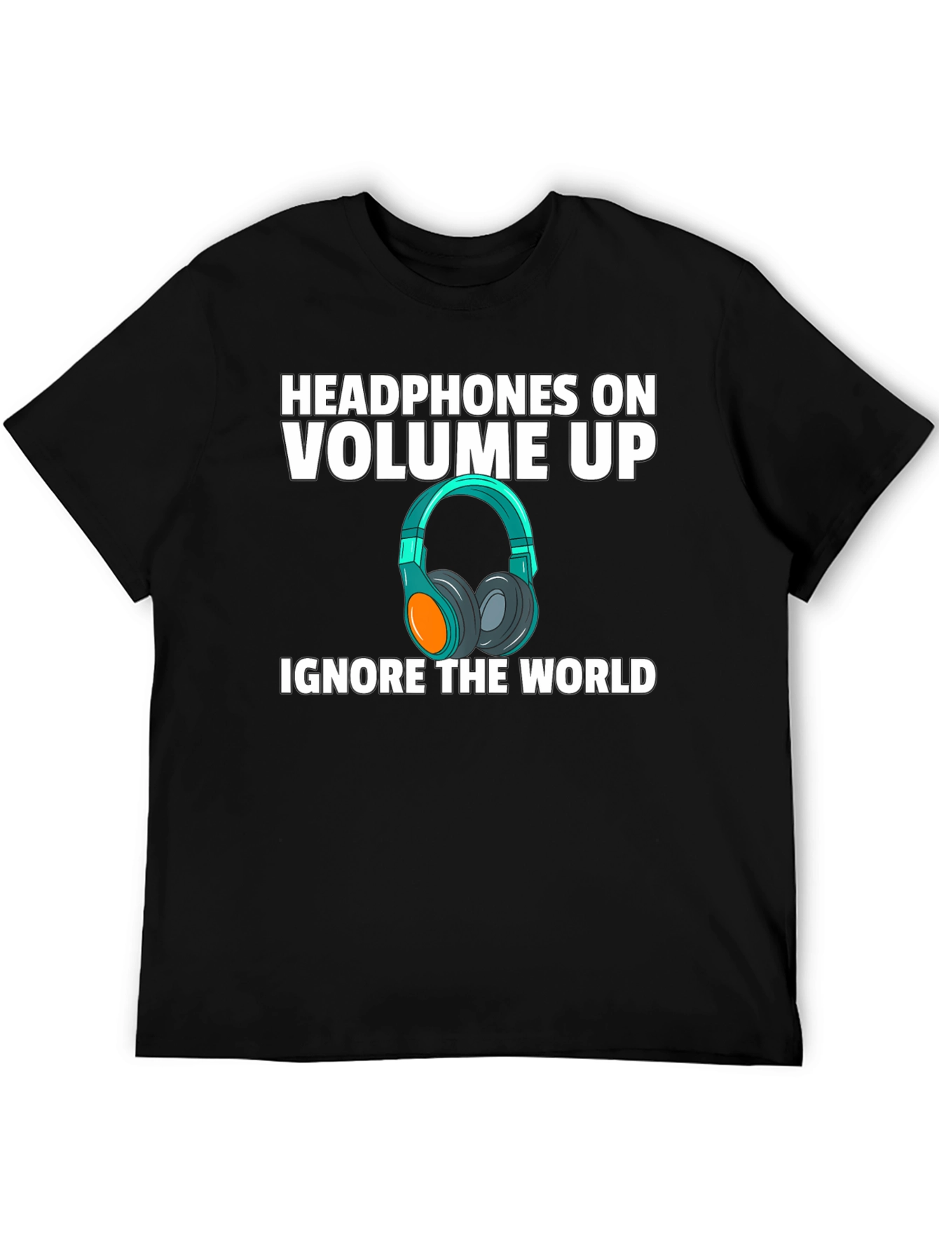 Headphones On Volume Up Graphic Tee - Black