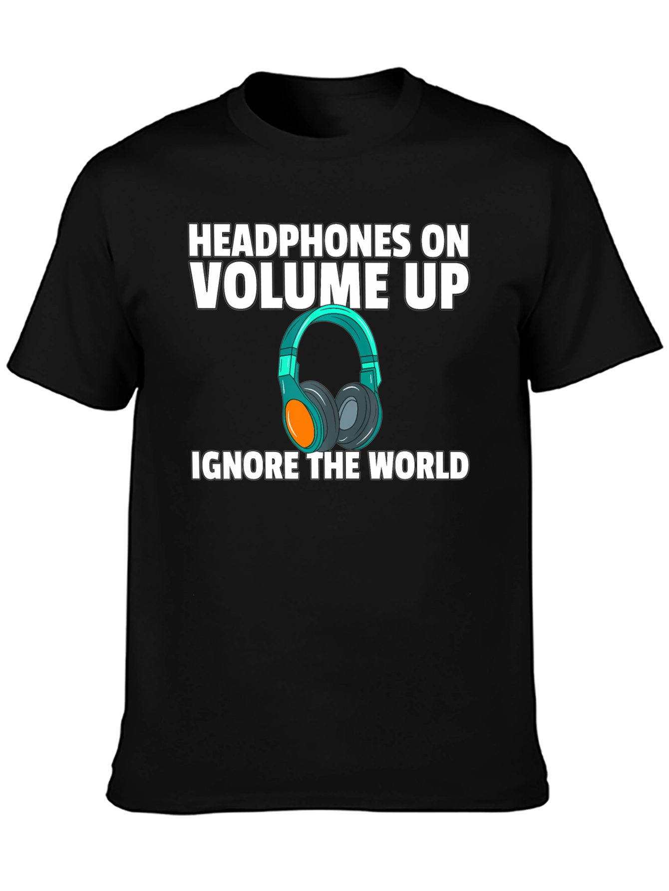 Headphones On Volume Up Graphic Tee - Black