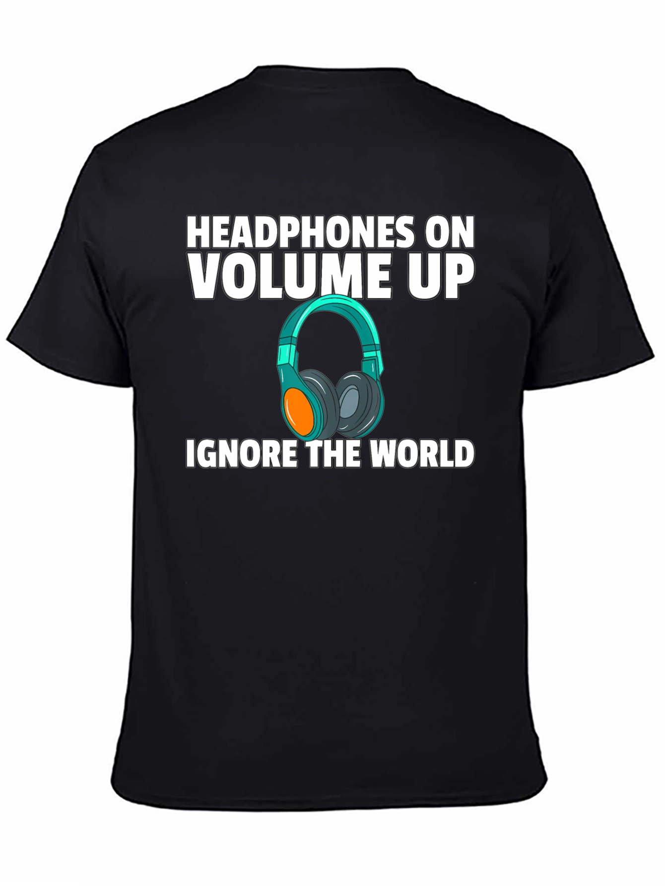 Headphones On Volume Up Graphic Tee - Black