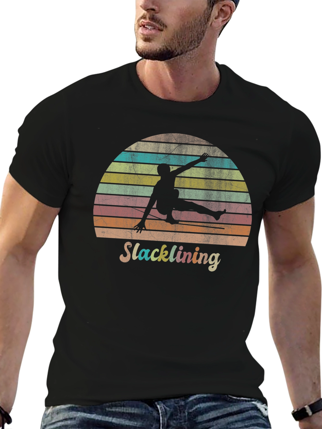 Retro Slacklining Graphic Tee - Stylish Adventure Apparel