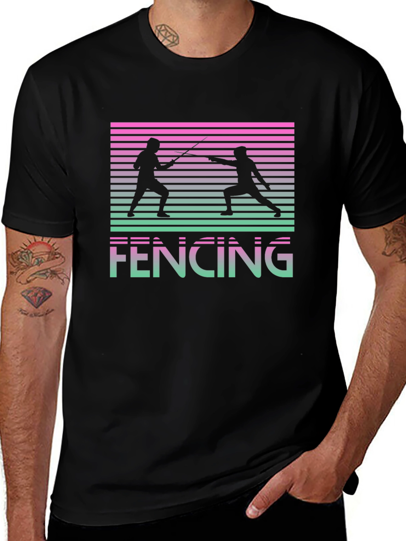 Retro Fencing Graphic T-Shirt