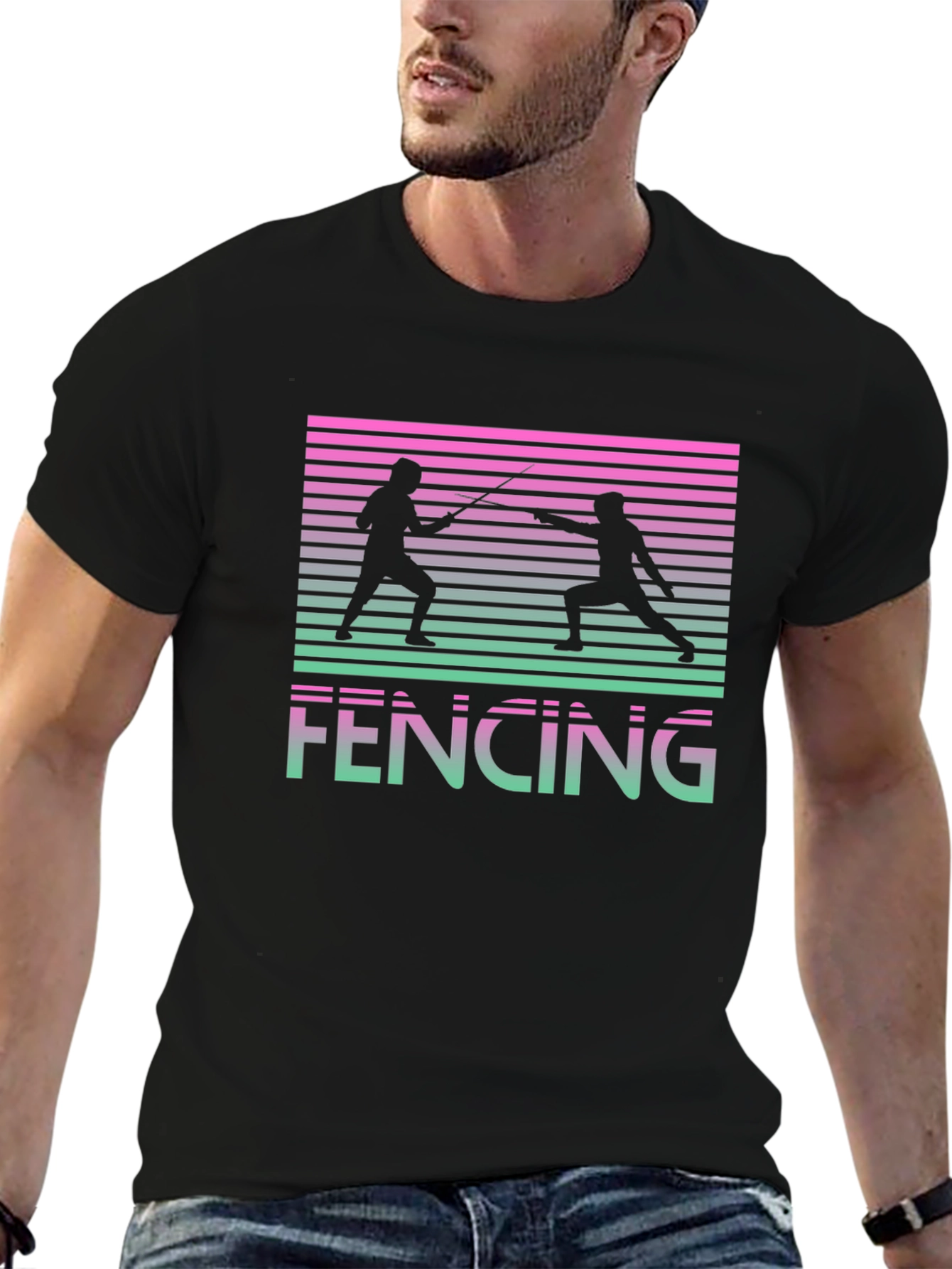 Retro Fencing Graphic T-Shirt