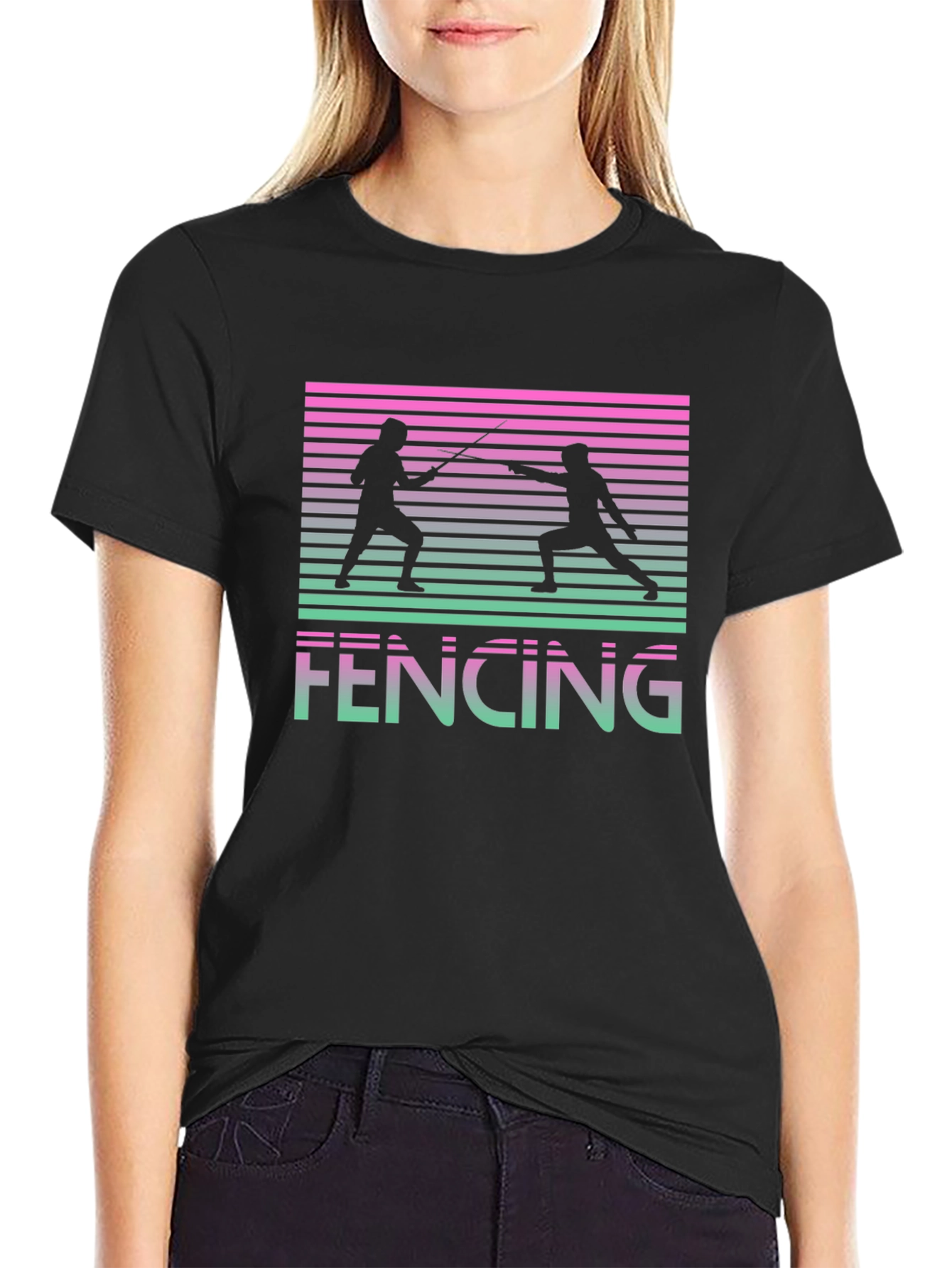 Retro Fencing Graphic T-Shirt