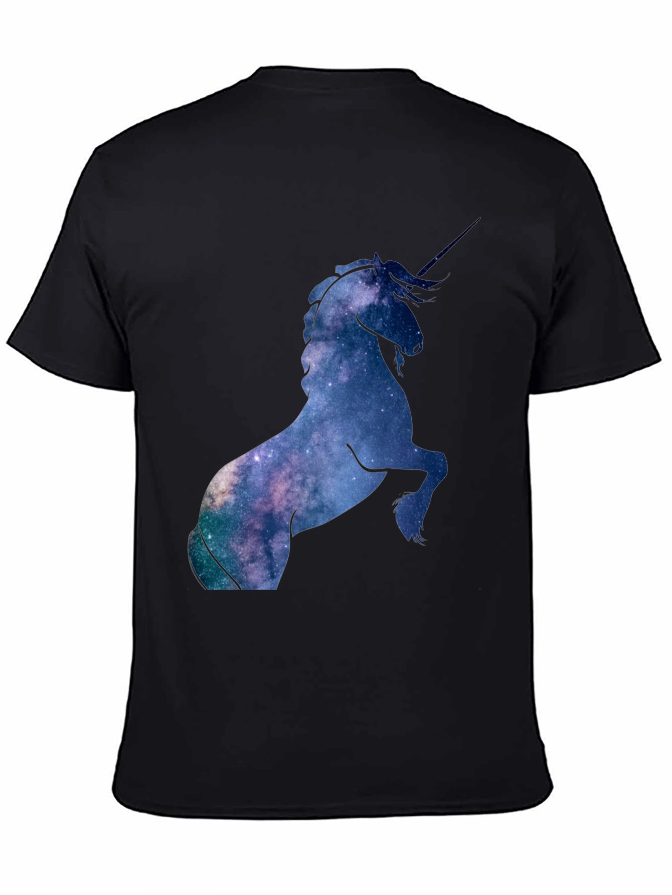 Unicorn Galaxy Print Black T-Shirt