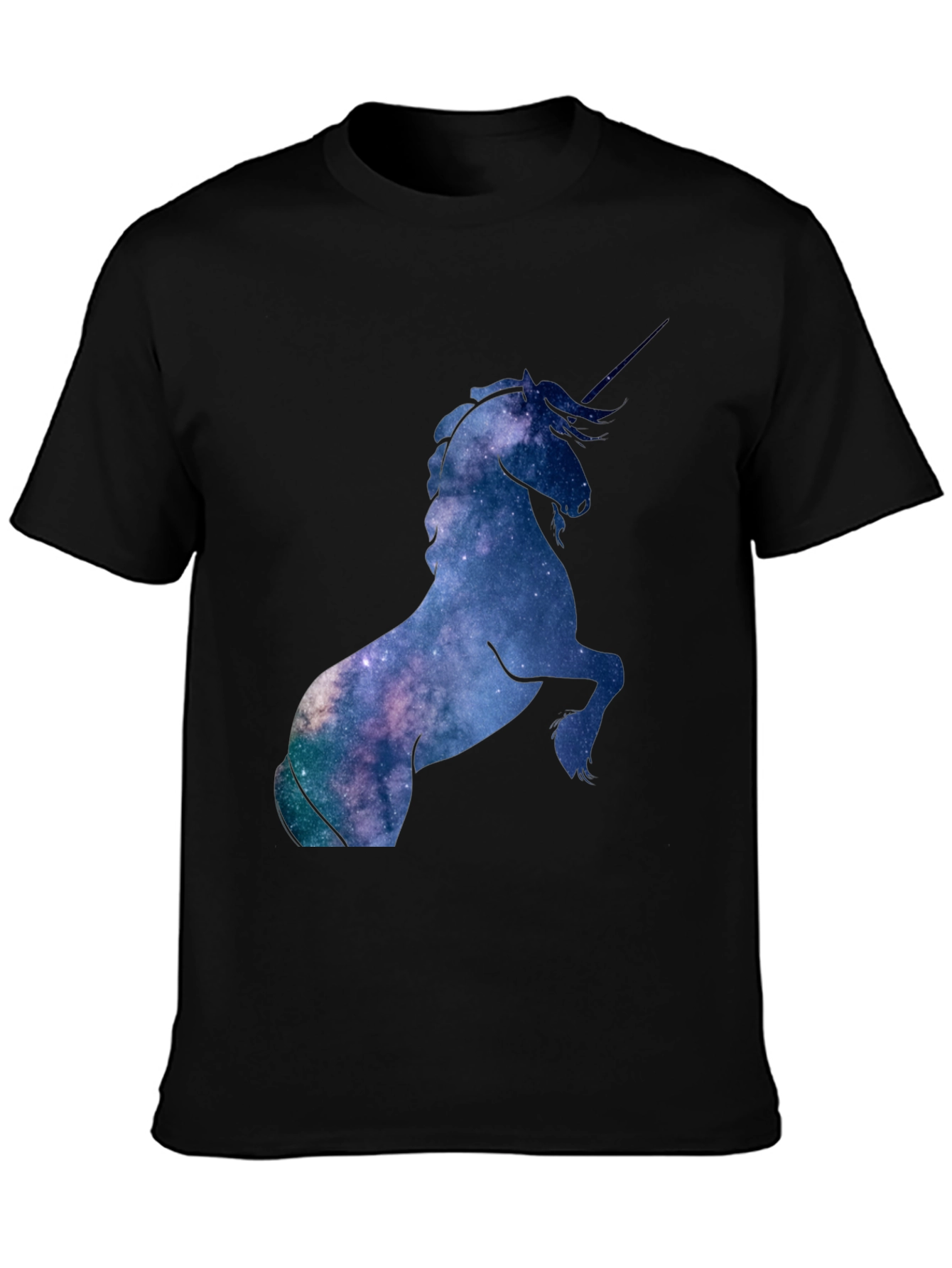 Unicorn Galaxy Print Black T-Shirt