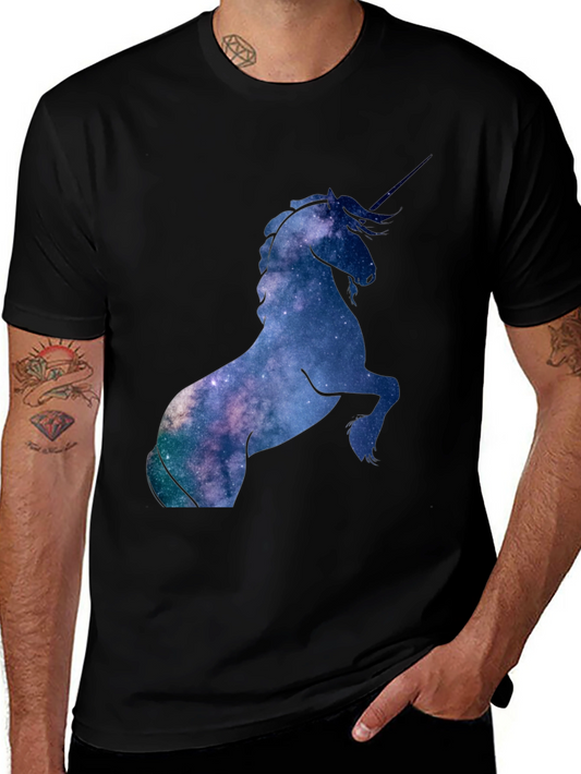 Unicorn Galaxy Print Black T-Shirt
