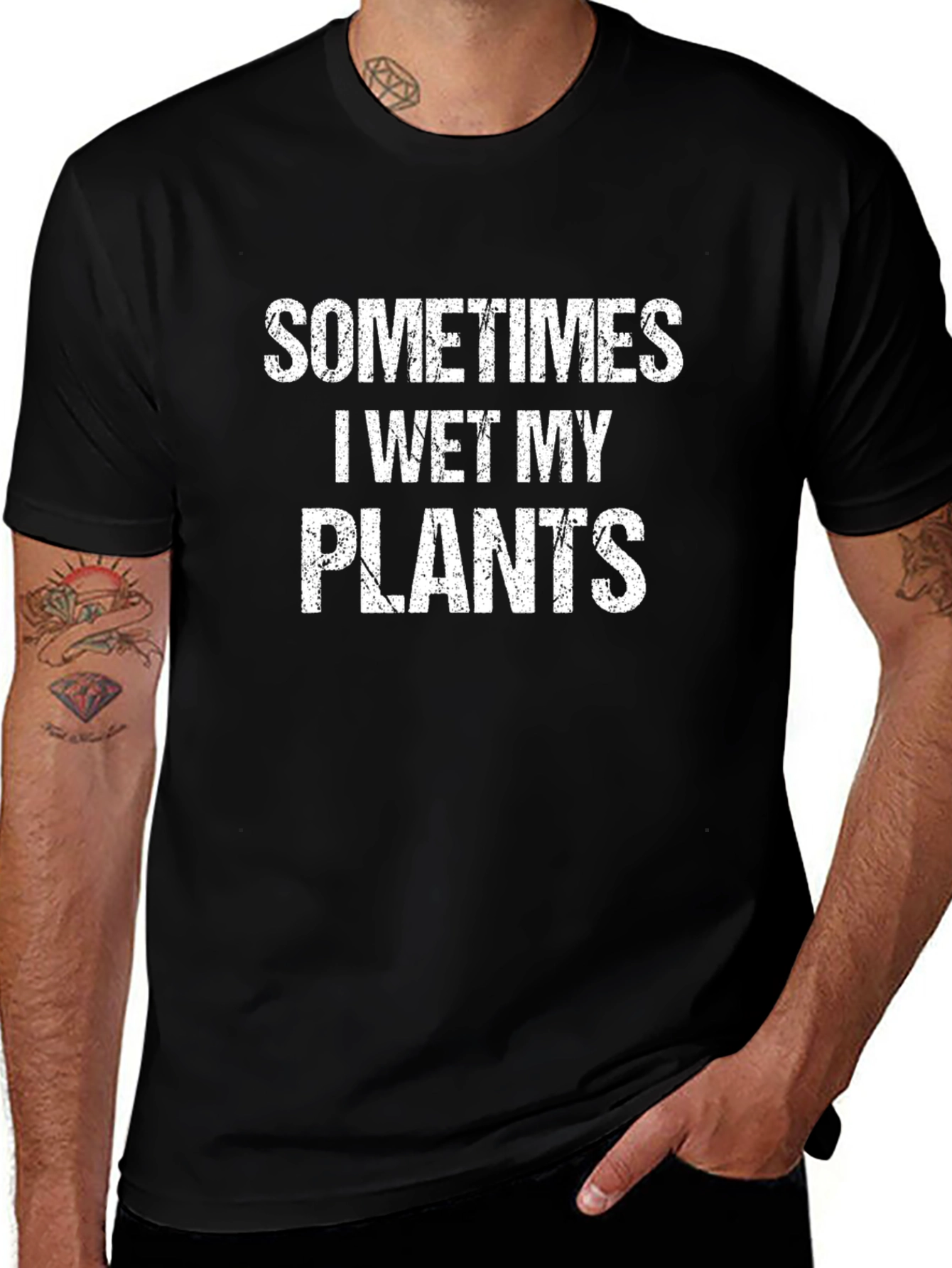 Funny Sometimes I Wet My Plants Black T-Shirt