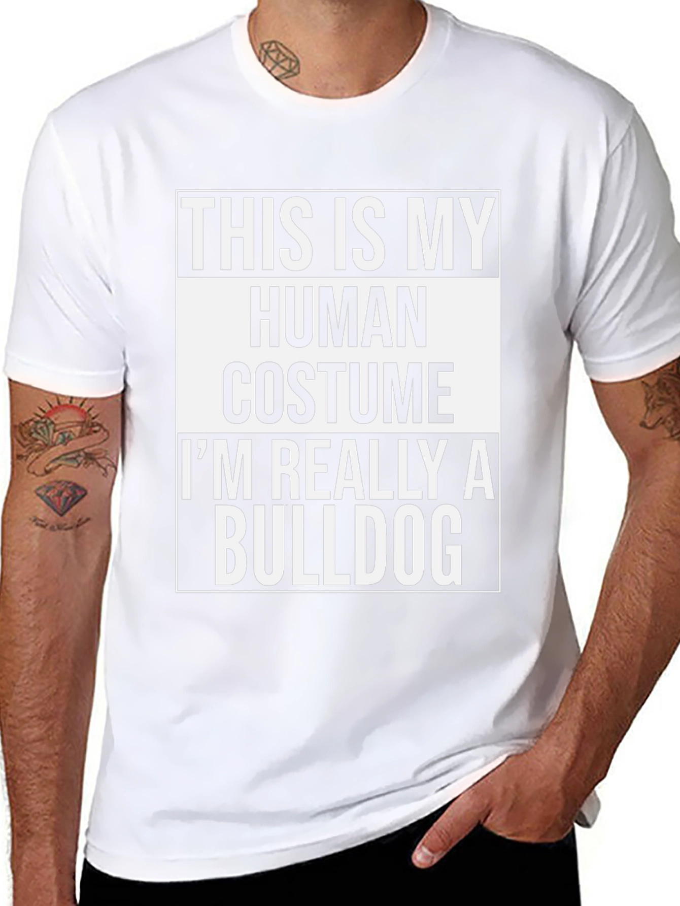 Human Costume Bulldog T-Shirt - Funny Dog Lover Tee