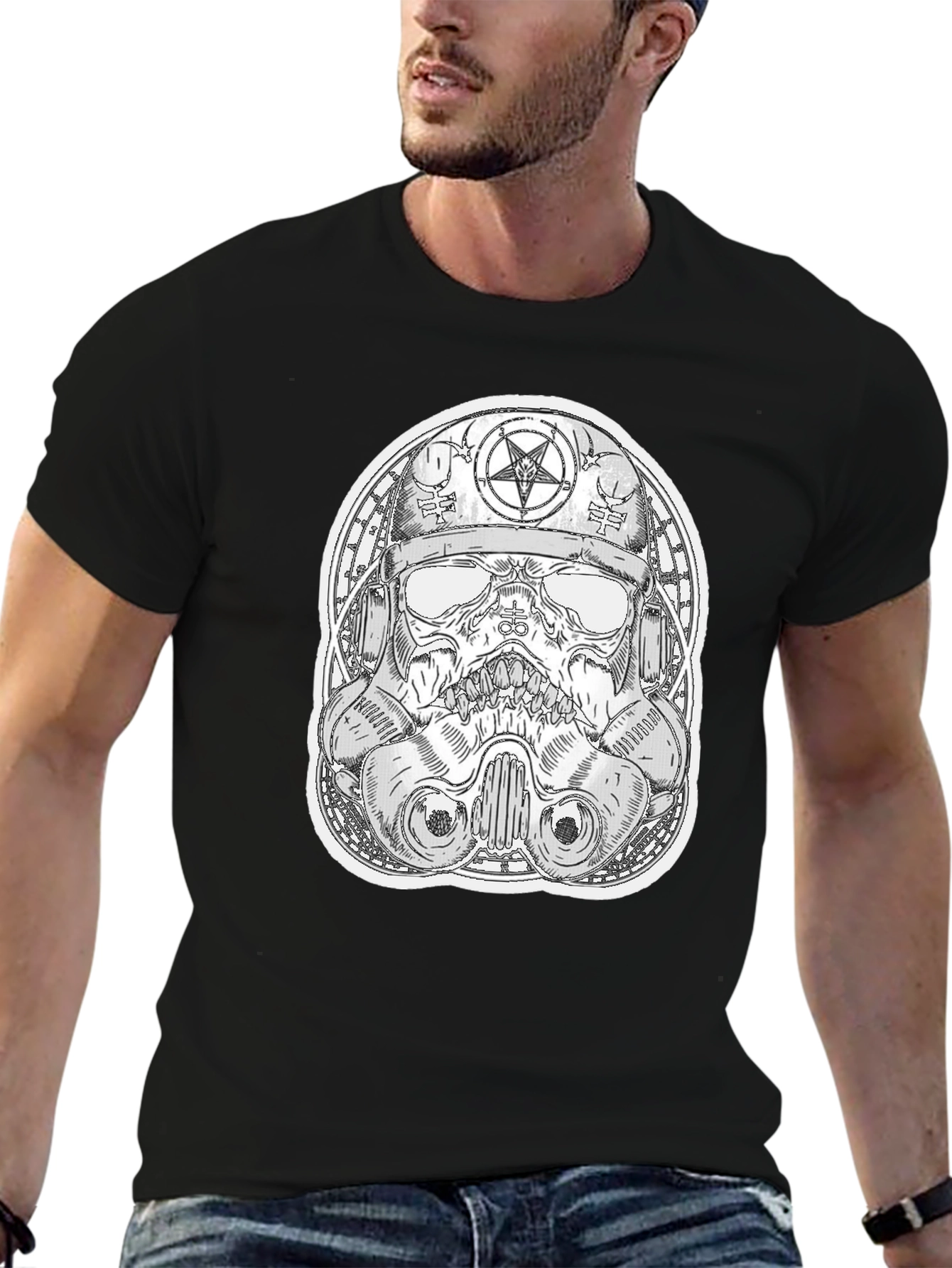 Skull Trooper Graphic Tee - Black Cotton T-Shirt