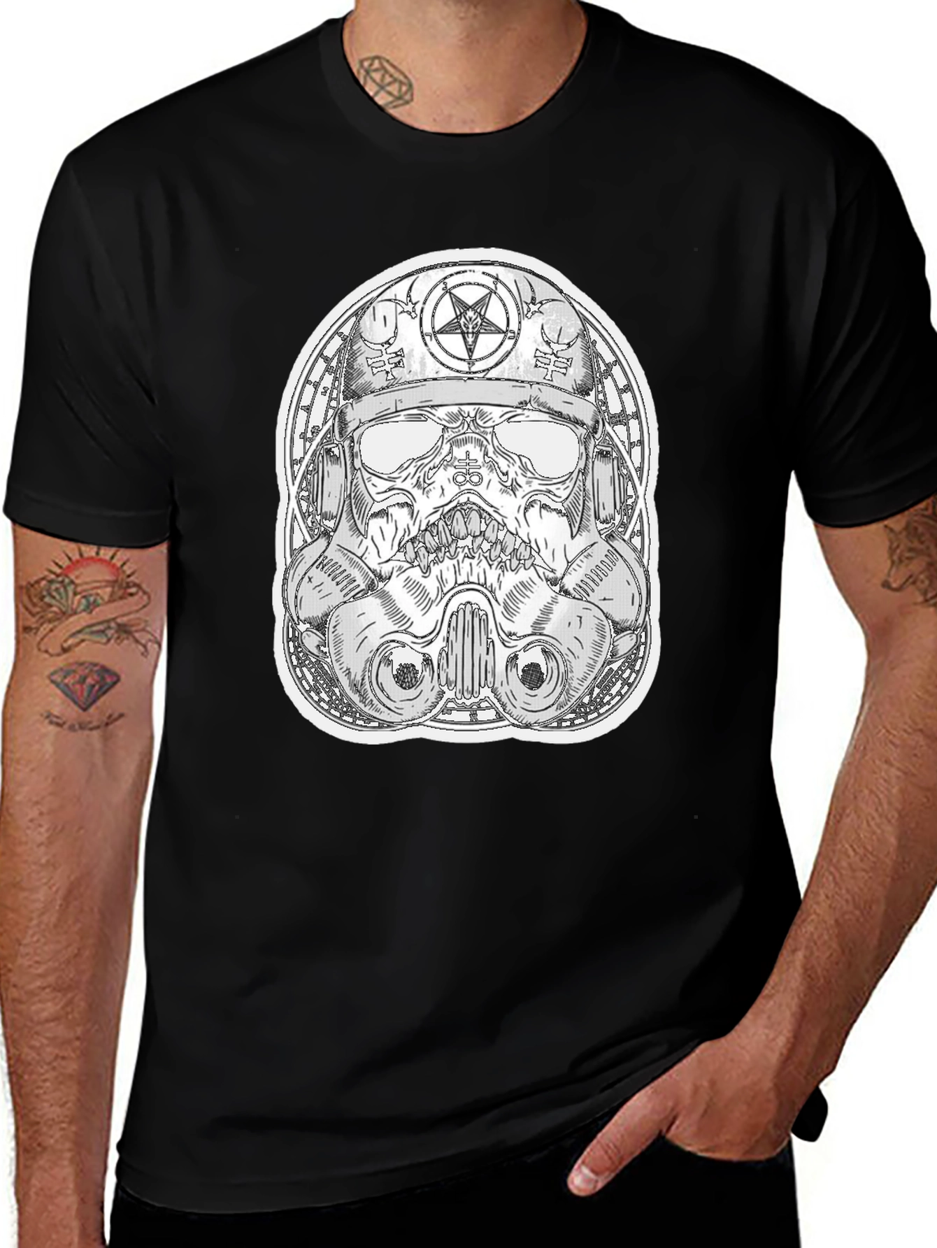Skull Trooper Graphic Tee - Black Cotton T-Shirt