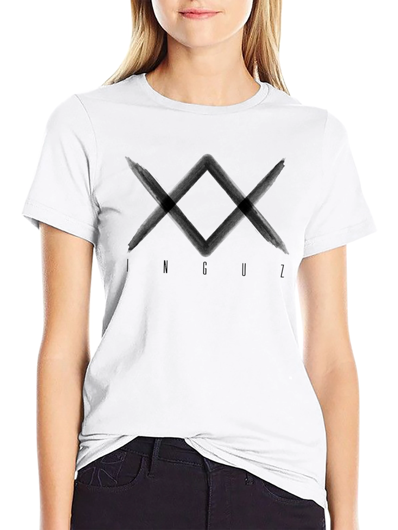 Inguz Rune Graphic T-Shirt - Black Cotton Tee