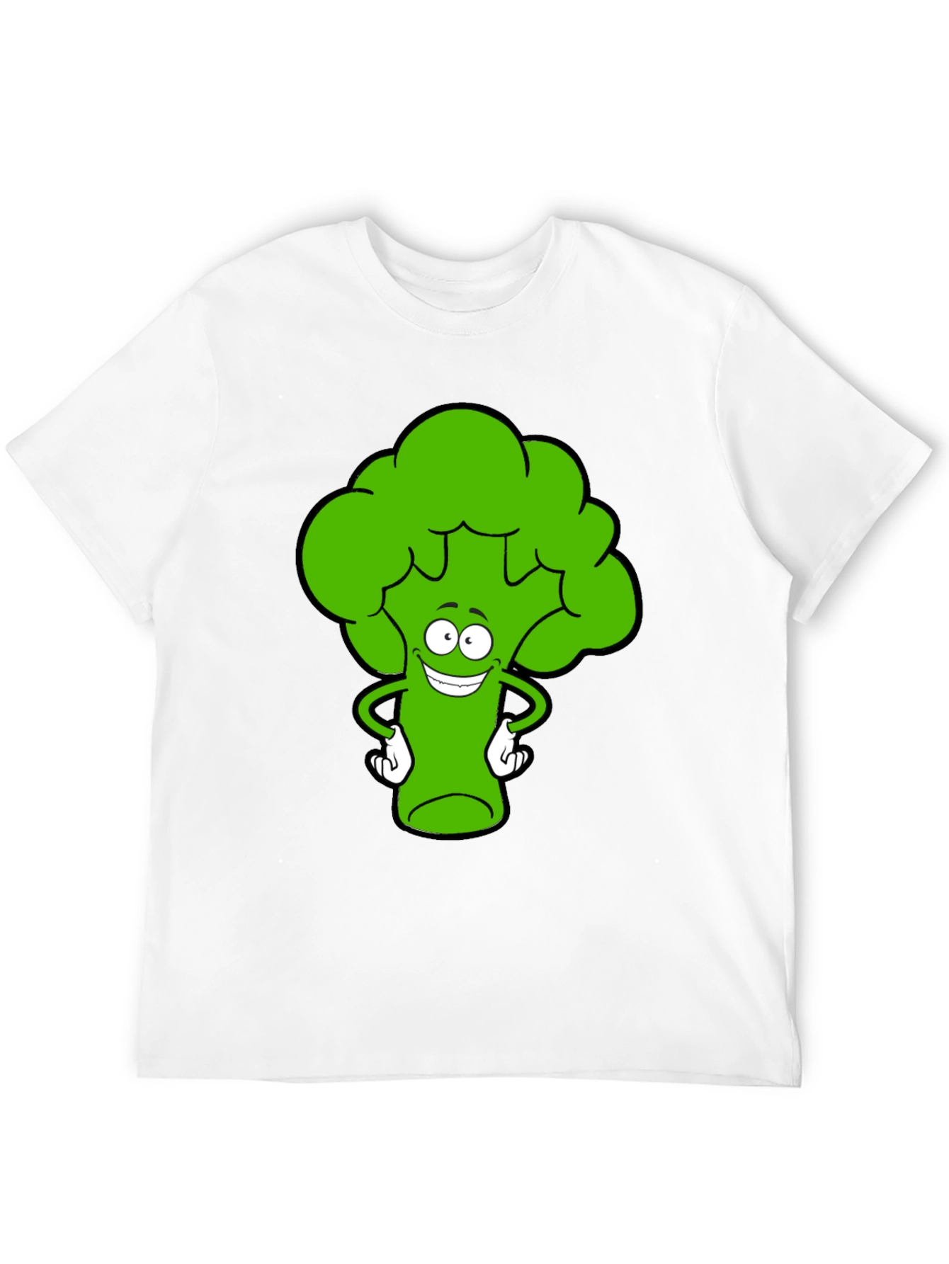 Funny Broccoli Cartoon Black T-Shirt