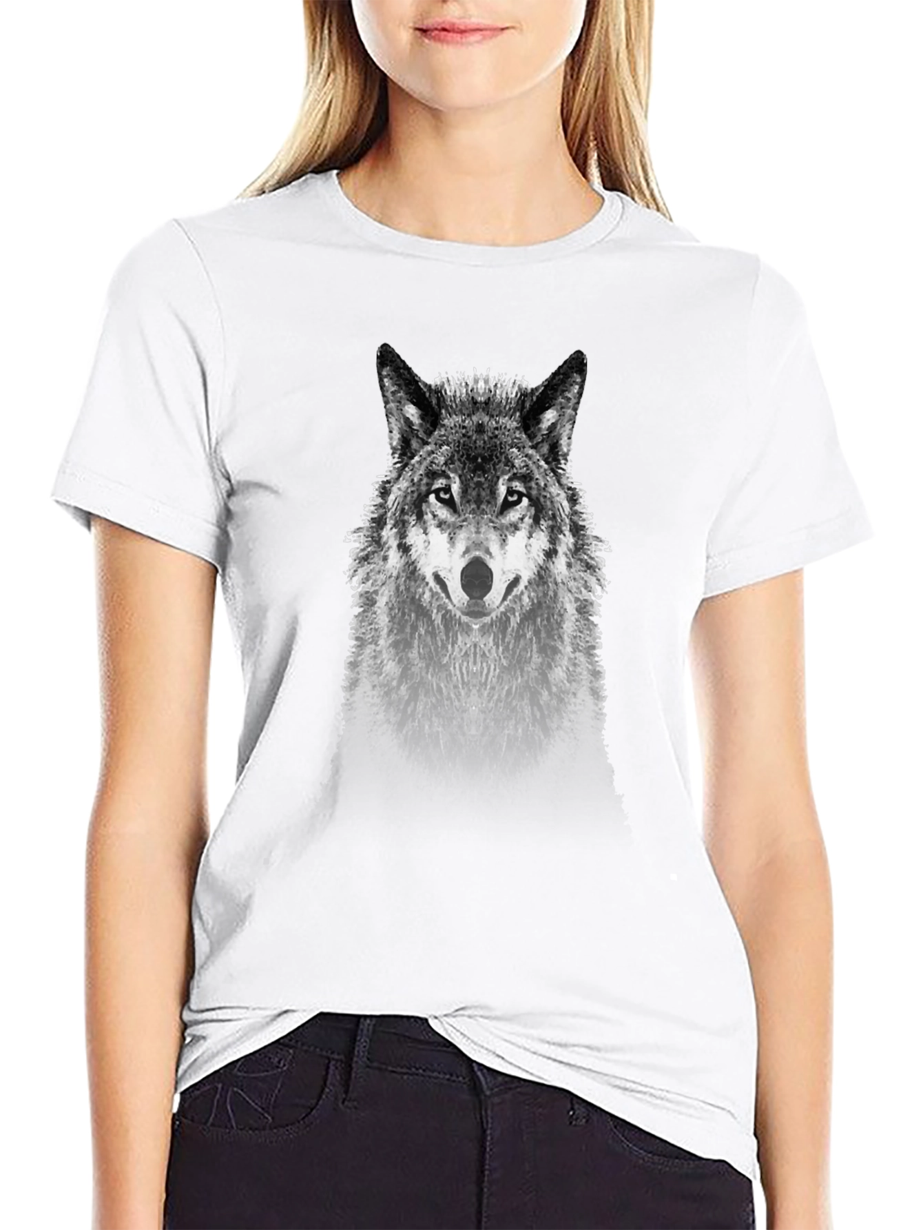 Wolf Graphic Tee - Black Cotton Blend