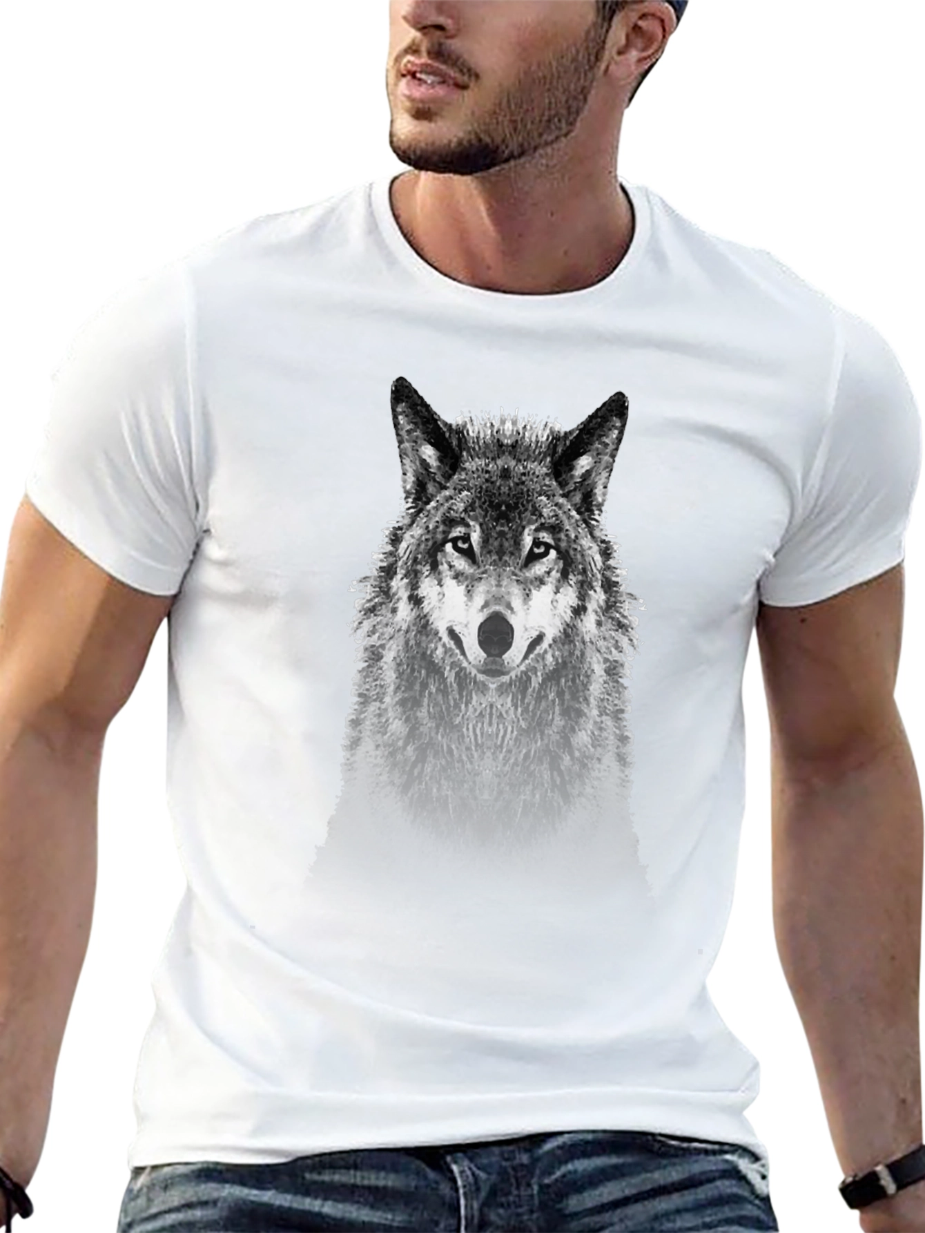 Wolf Graphic Tee - Black Cotton Blend