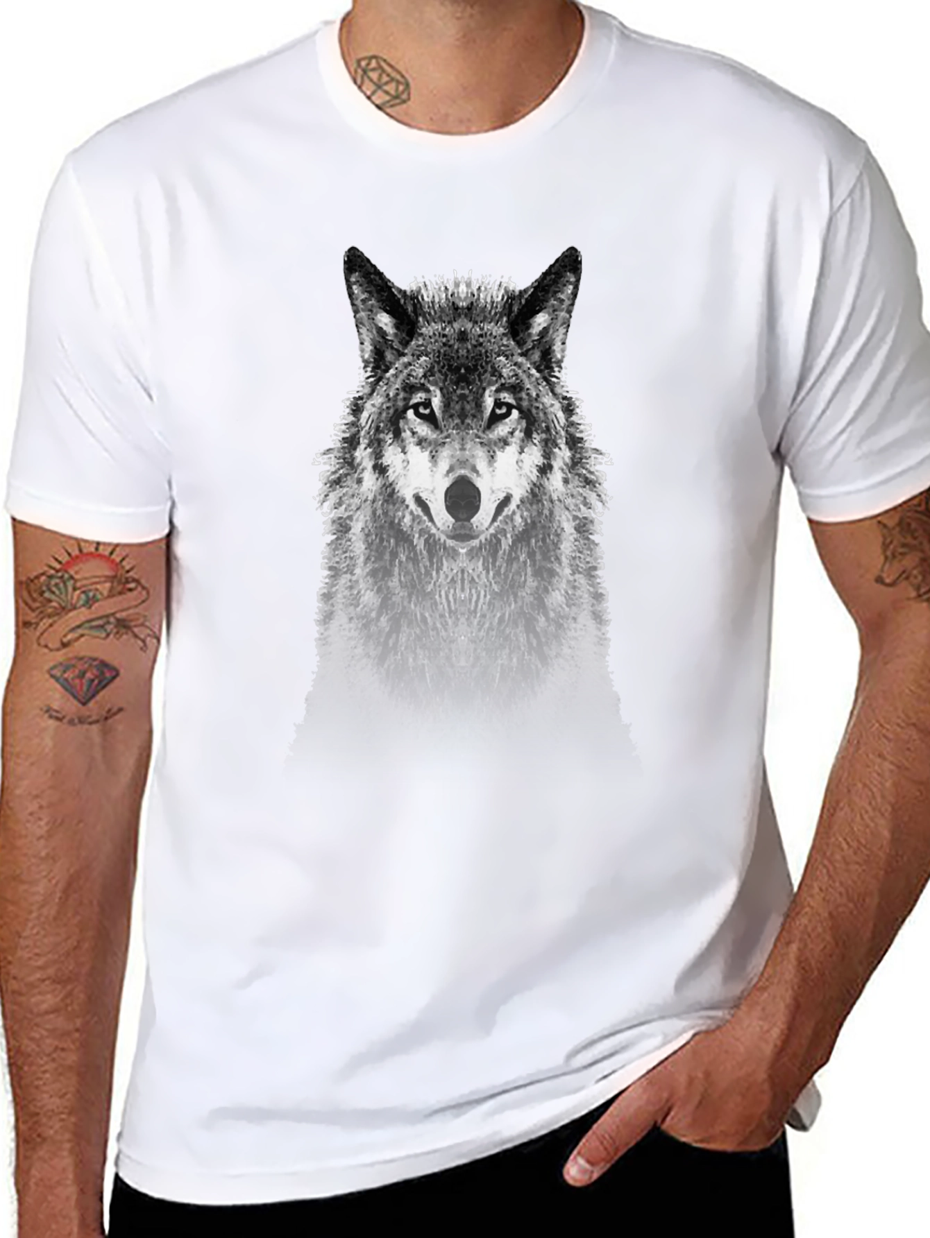 Wolf Graphic Tee - Black Cotton Blend