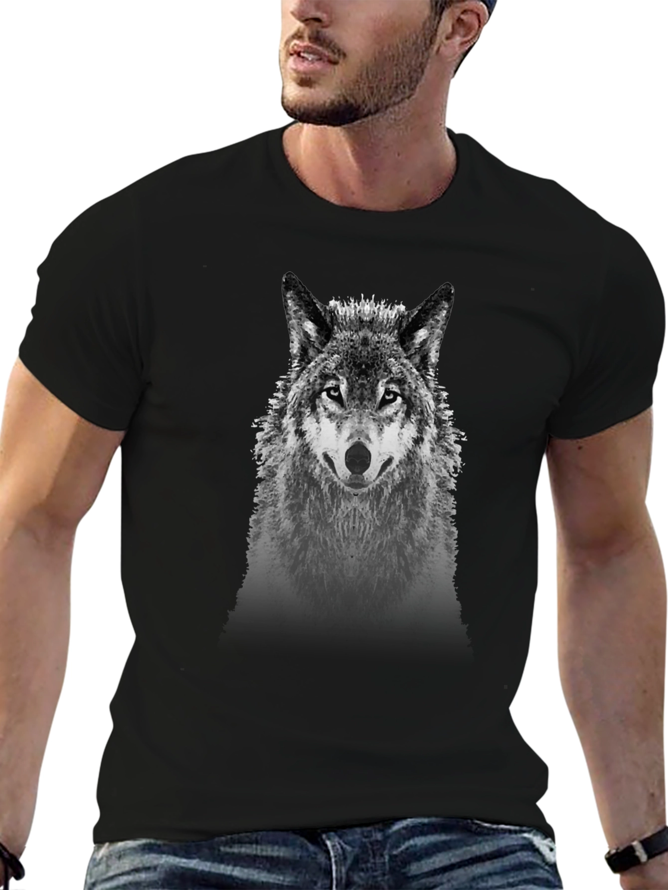 Wolf Graphic Tee - Black Cotton Blend