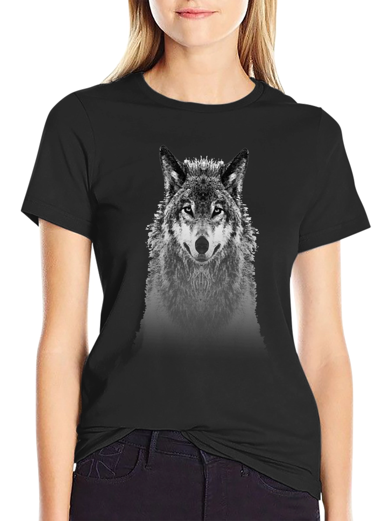 Wolf Graphic Tee - Black Cotton Blend