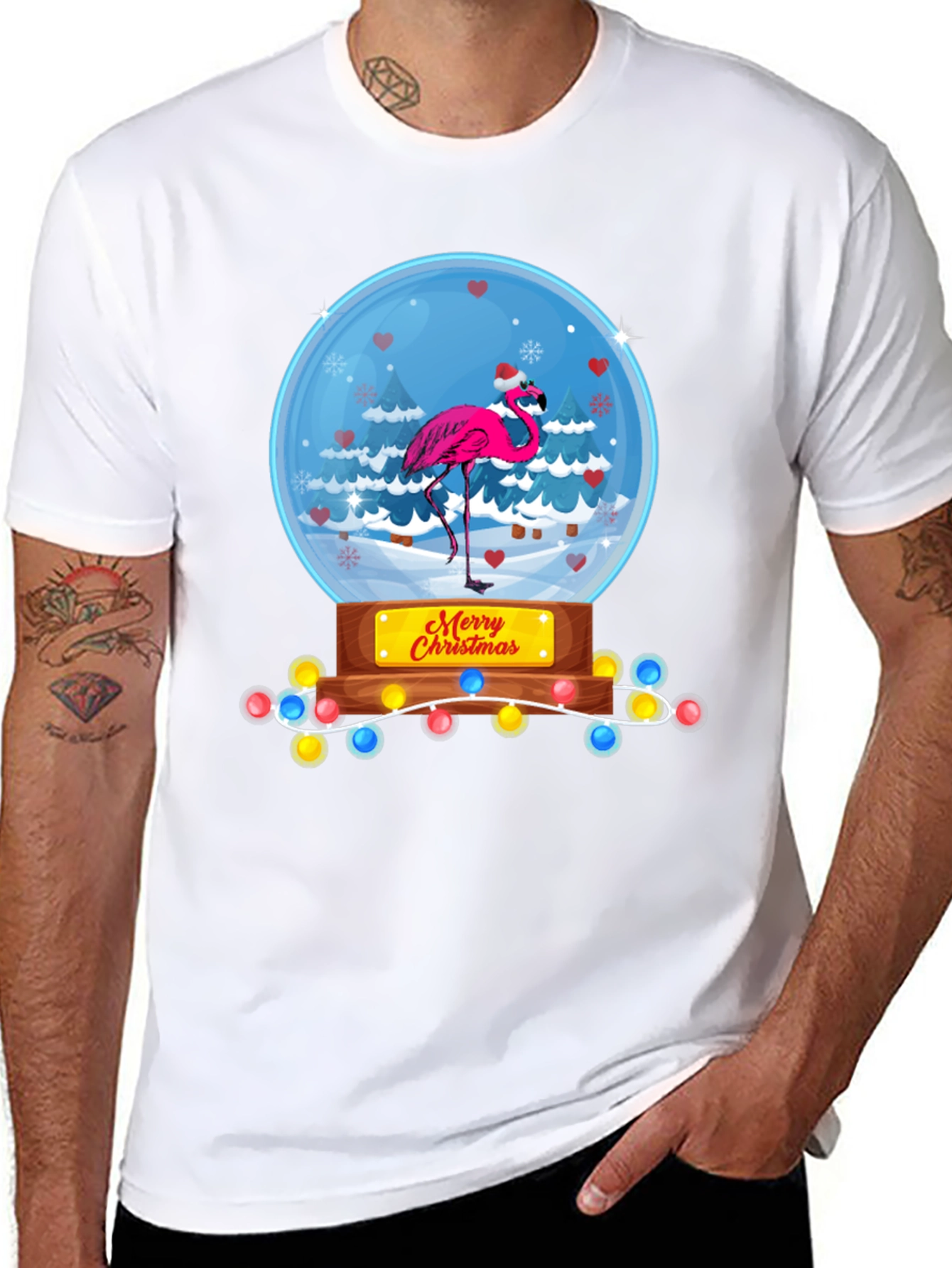 Christmas Flamingo T-Shirt - Holiday Humor