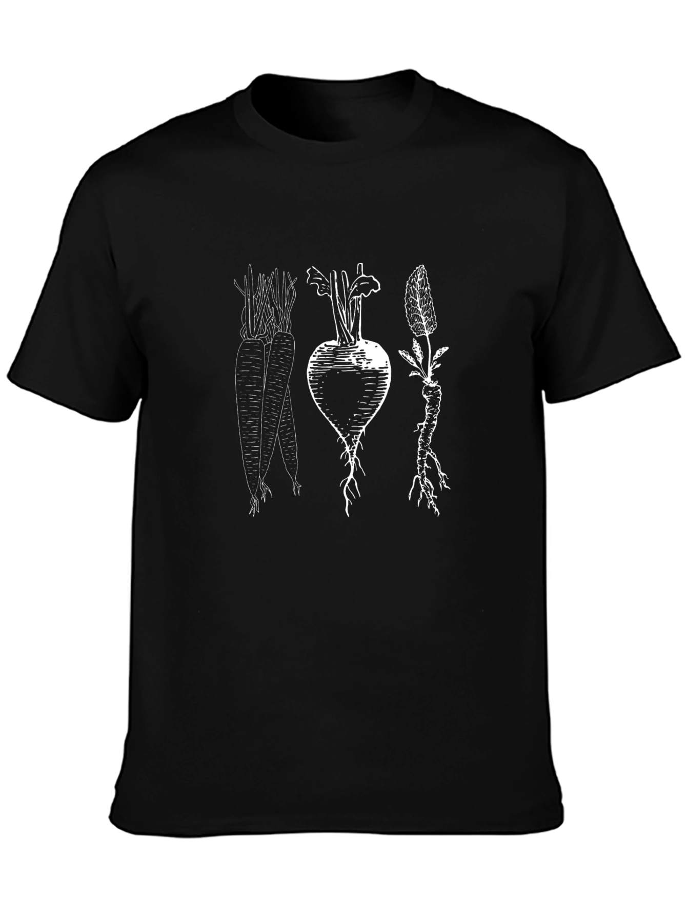 Vegetable Print Graphic Tee - Unisex Black T-Shirt