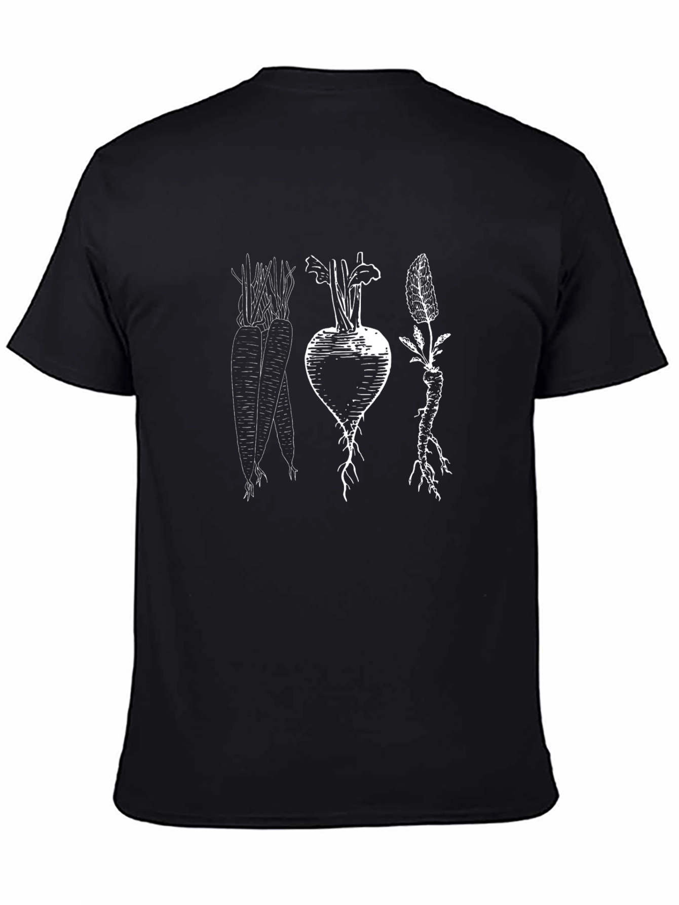 Vegetable Print Graphic Tee - Unisex Black T-Shirt