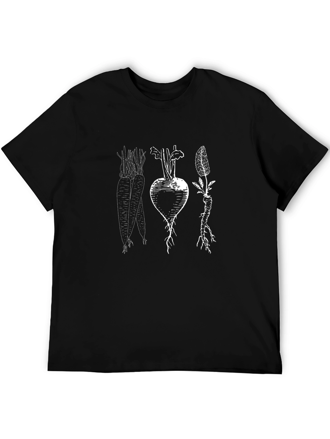 Vegetable Print Graphic Tee - Unisex Black T-Shirt