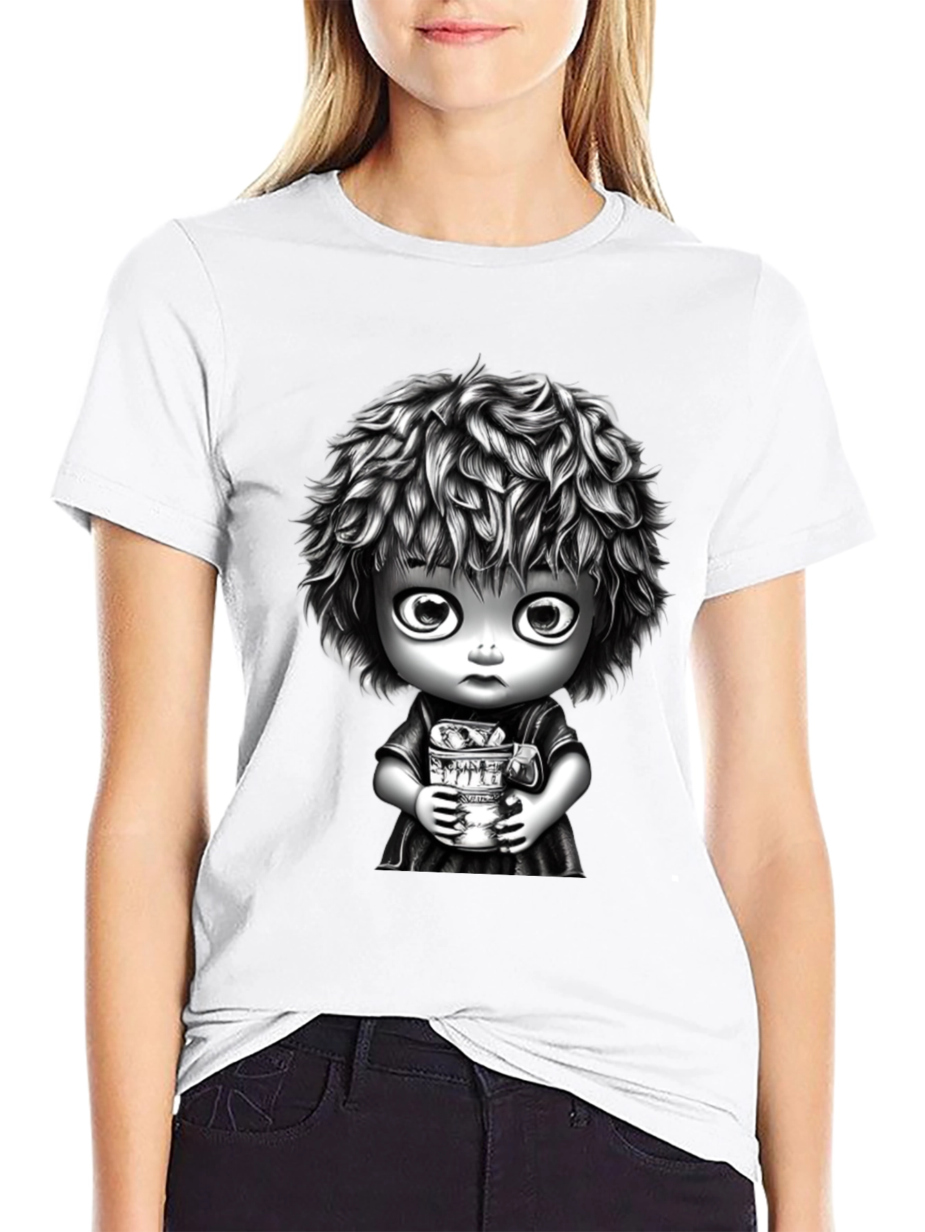 Unique Graphic Tee - Black Cotton Blend