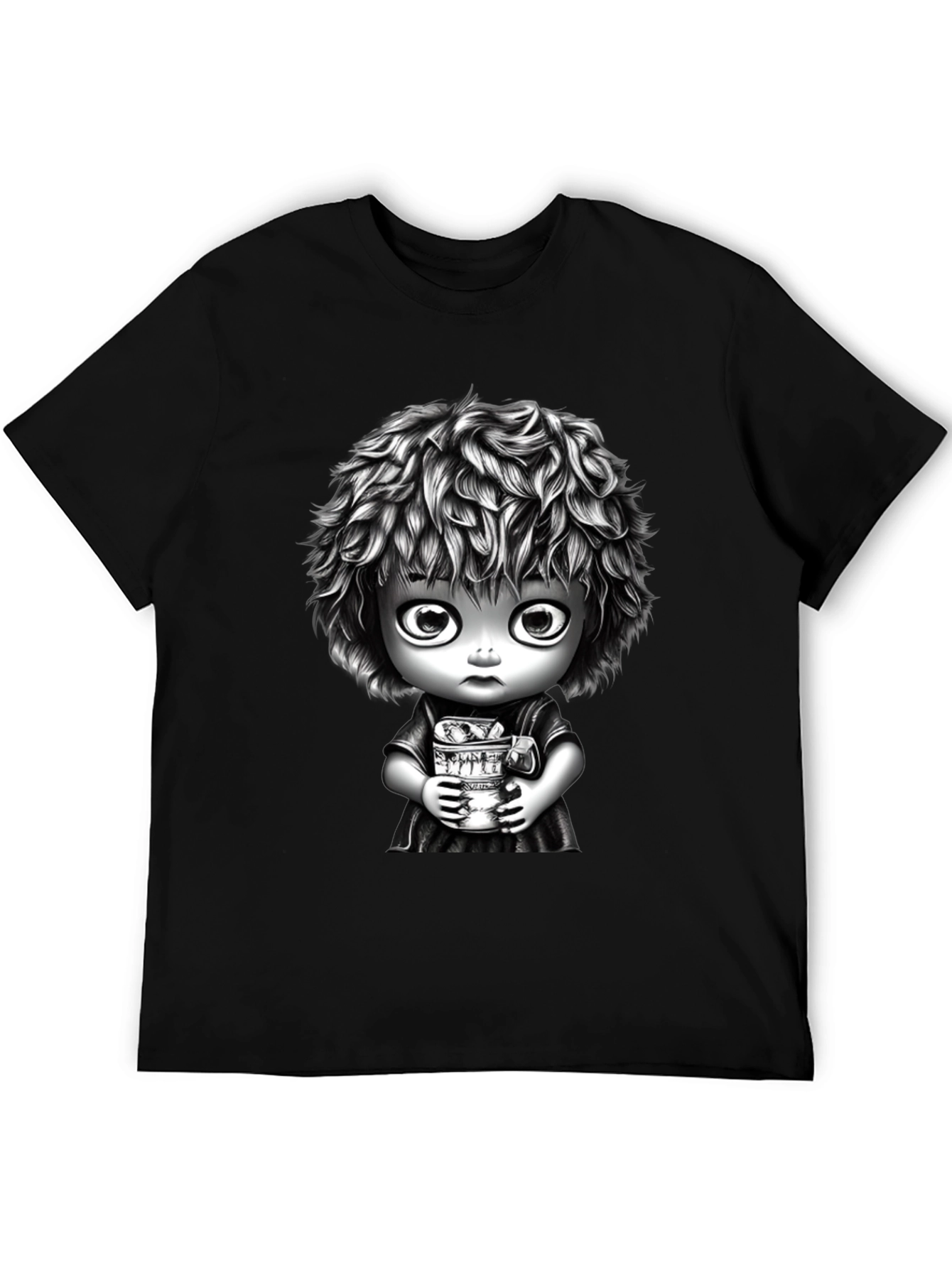 Unique Graphic Tee - Black Cotton Blend