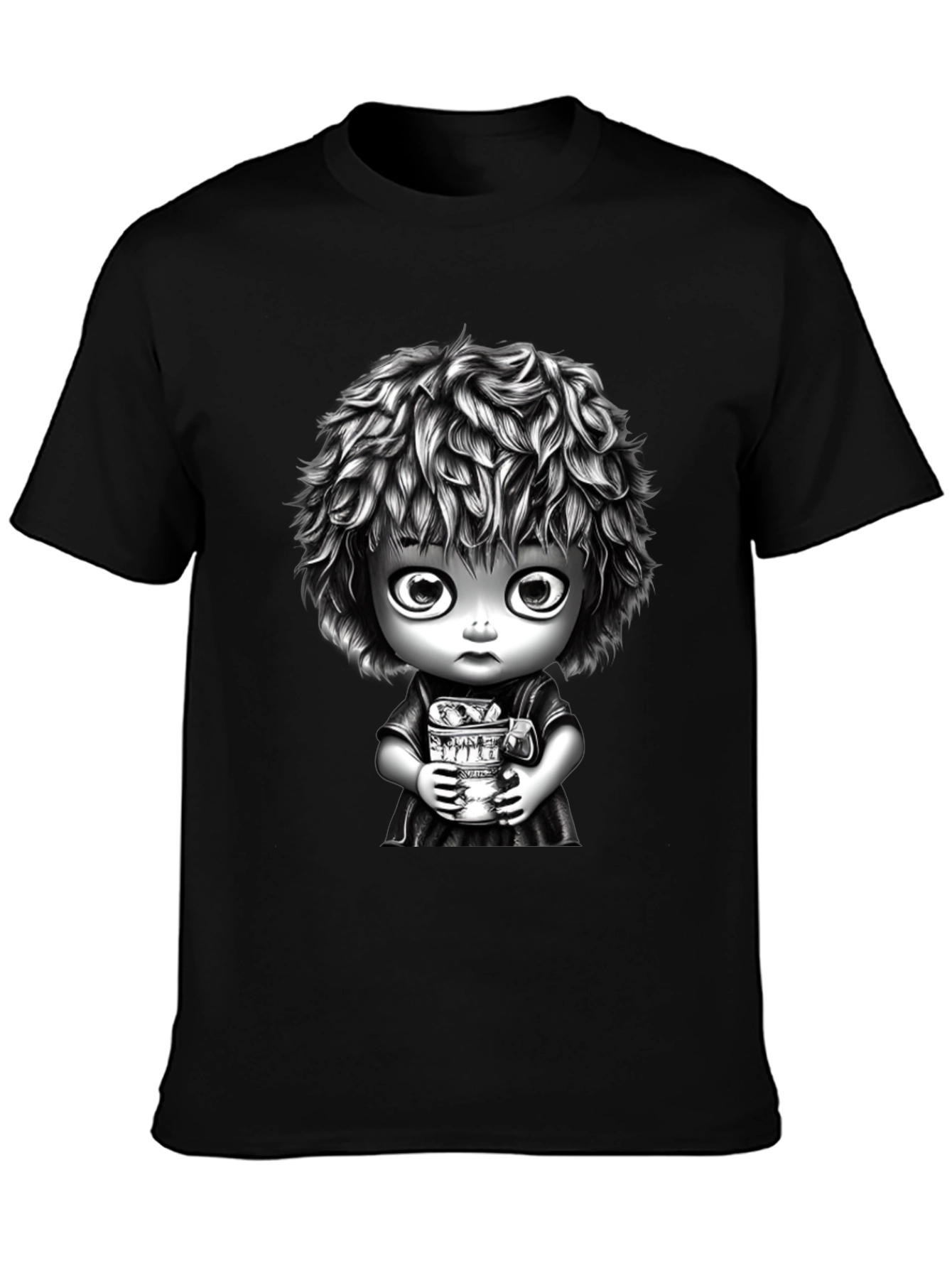 Unique Graphic Tee - Black Cotton Blend