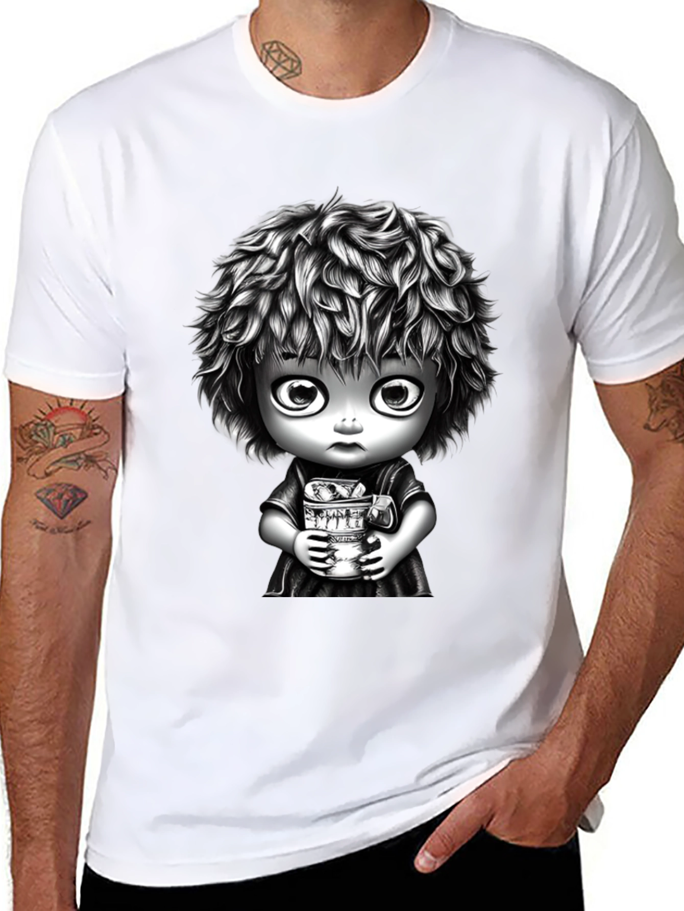 Unique Graphic Tee - Black Cotton Blend