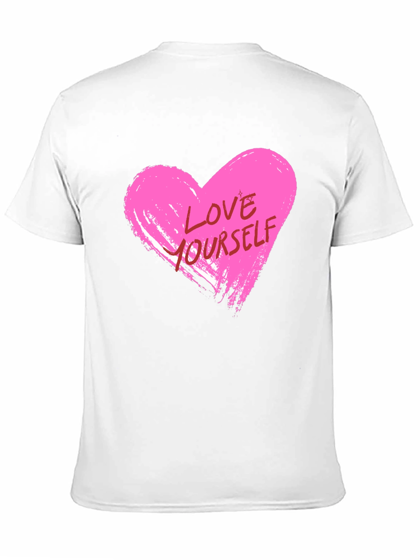 Love Yourself Pink Heart Graphic Black T-Shirt