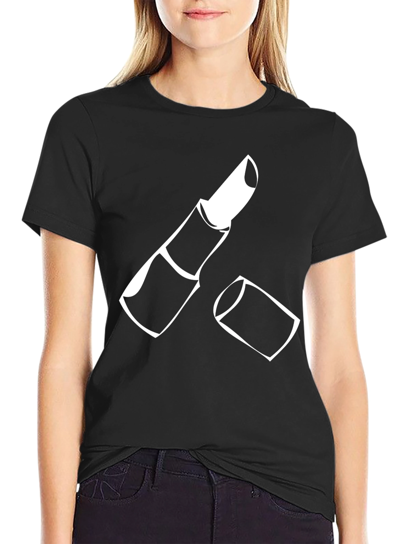 Lipstick Graphic Tee - Casual Black T-Shirt