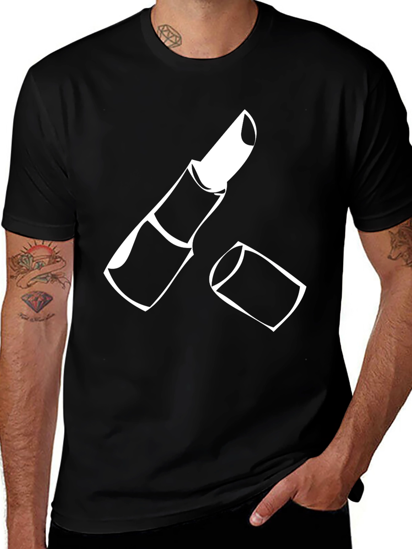 Lipstick Graphic Tee - Casual Black T-Shirt