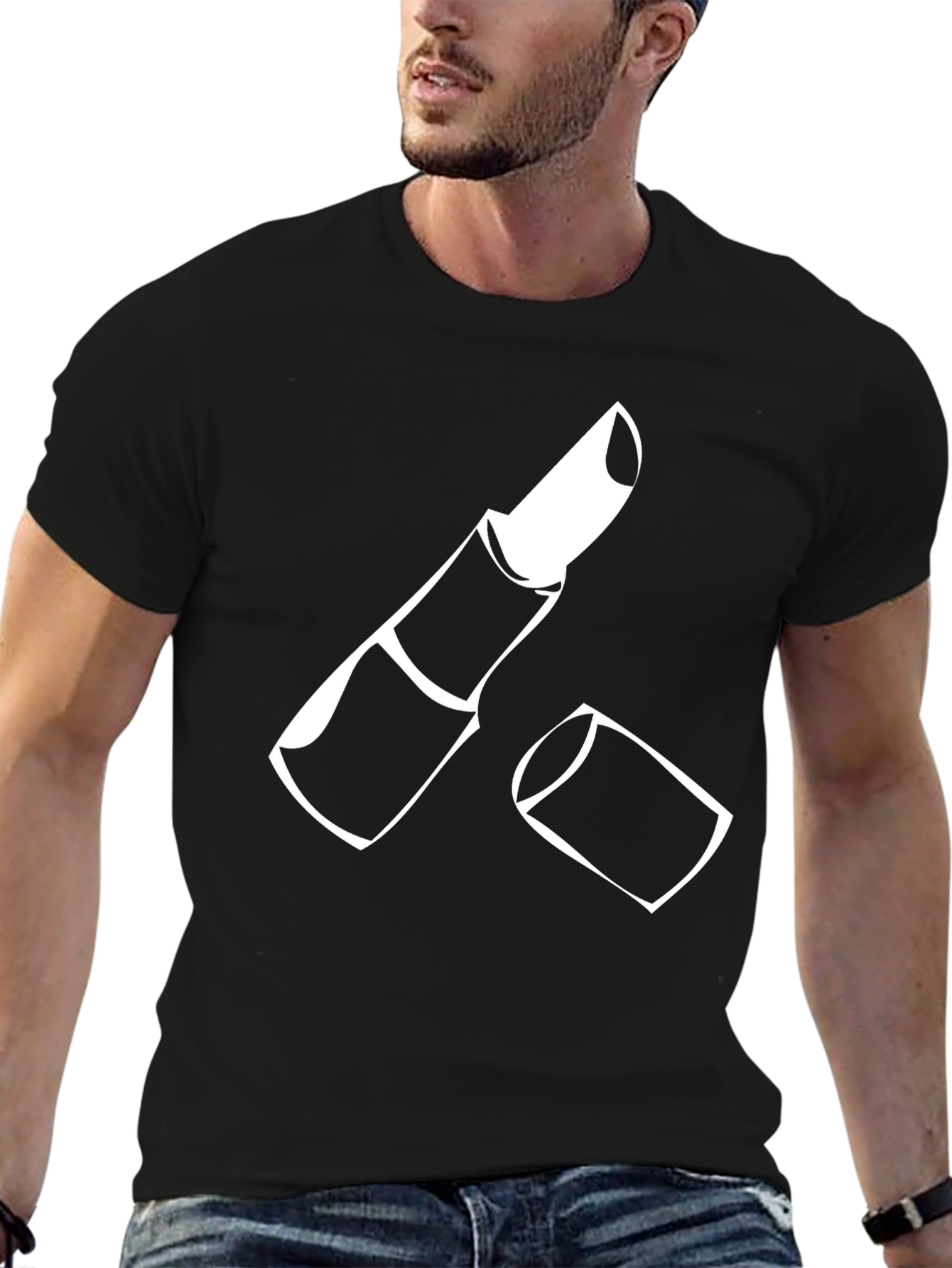 Lipstick Graphic Tee - Casual Black T-Shirt