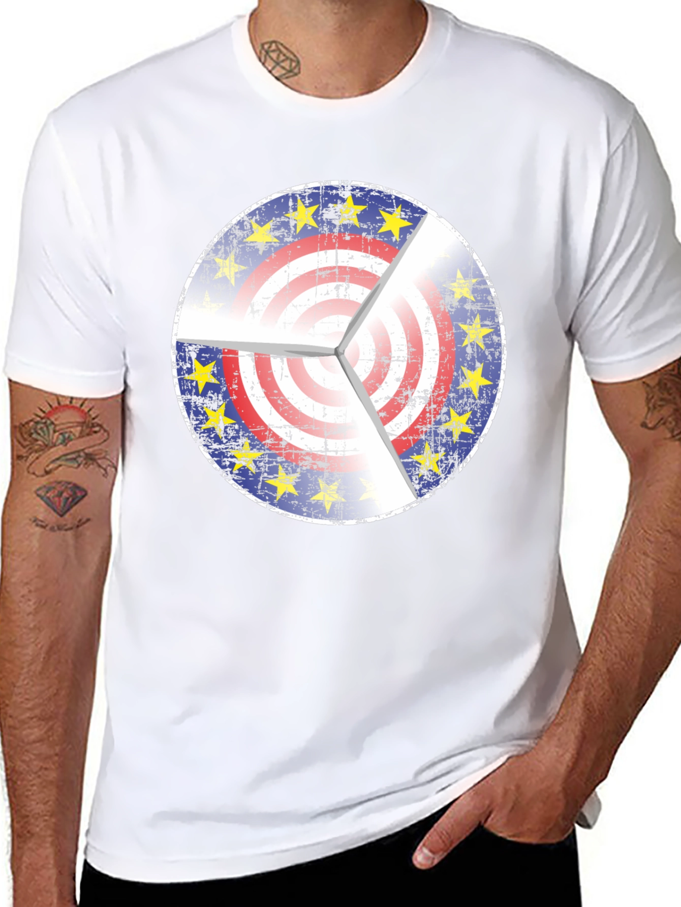 EU USA Target Graphic Black T-Shirt