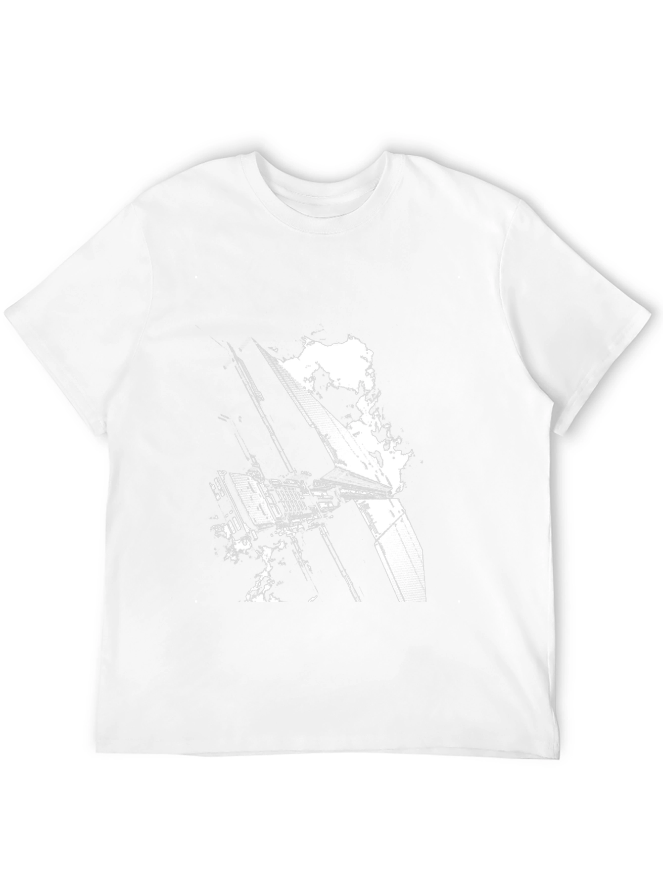 Sci-Fi Building Graphic Tee - Black Cotton T-Shirt
