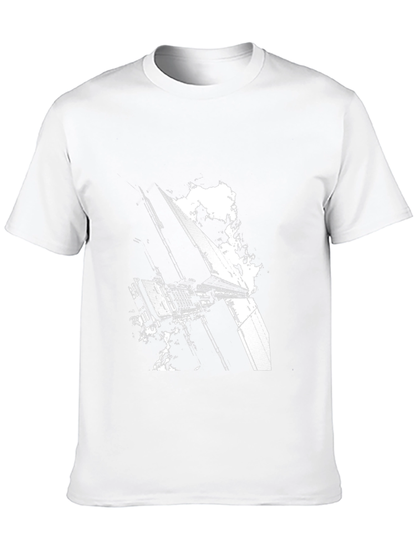 Sci-Fi Building Graphic Tee - Black Cotton T-Shirt