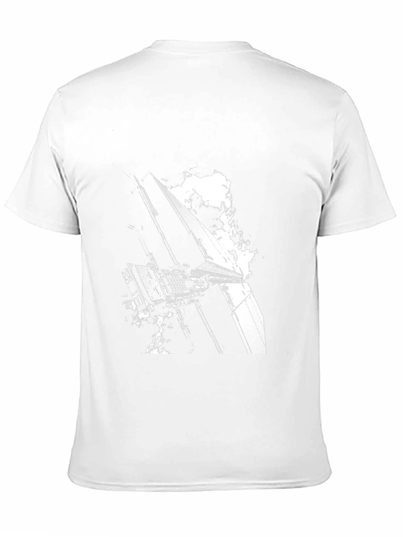 Sci-Fi Building Graphic Tee - Black Cotton T-Shirt