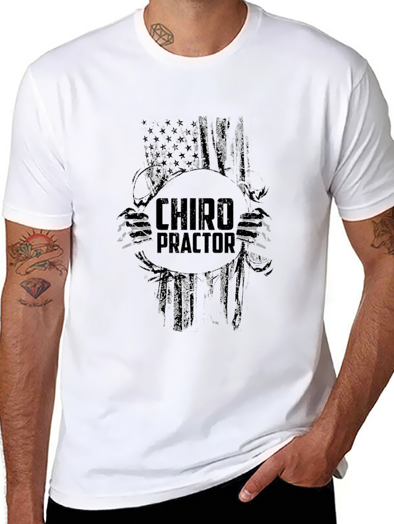 Chiropractor American Flag T-Shirt
