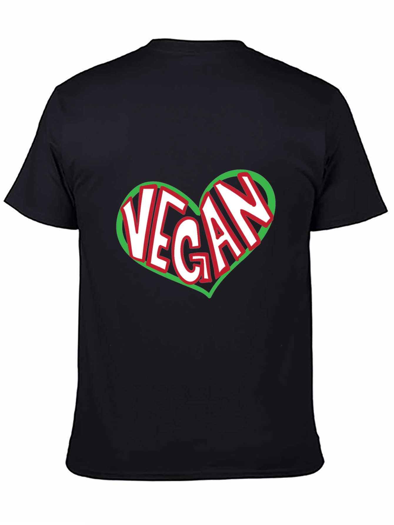 Vegan Heart Graphic T-Shirt - Black