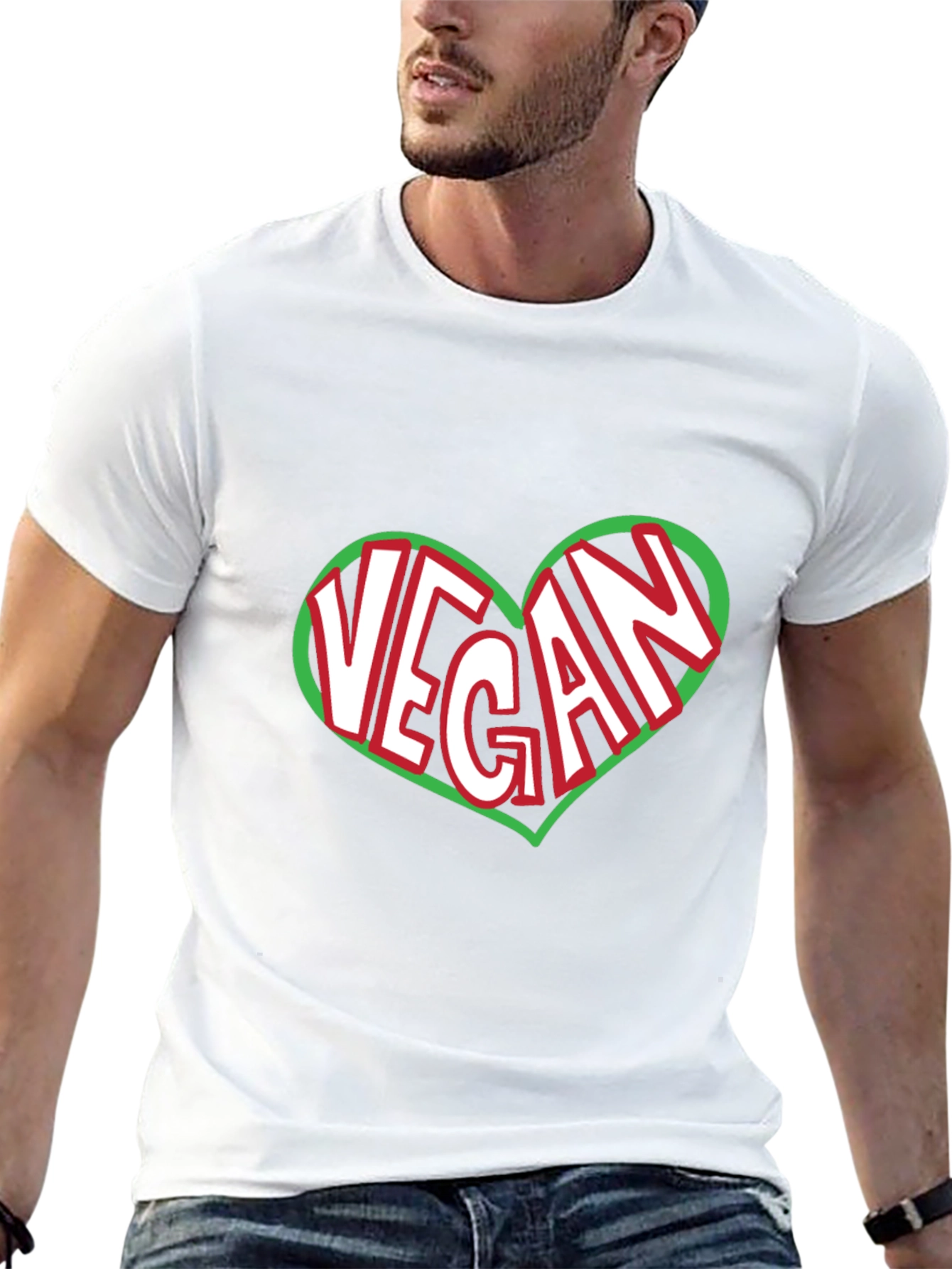 Vegan Heart Graphic T-Shirt - Black
