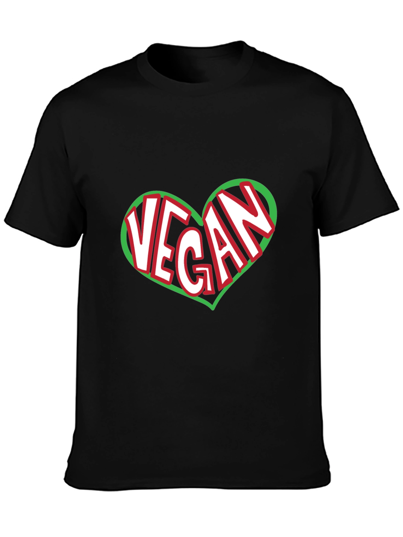 Vegan Heart Graphic T-Shirt - Black