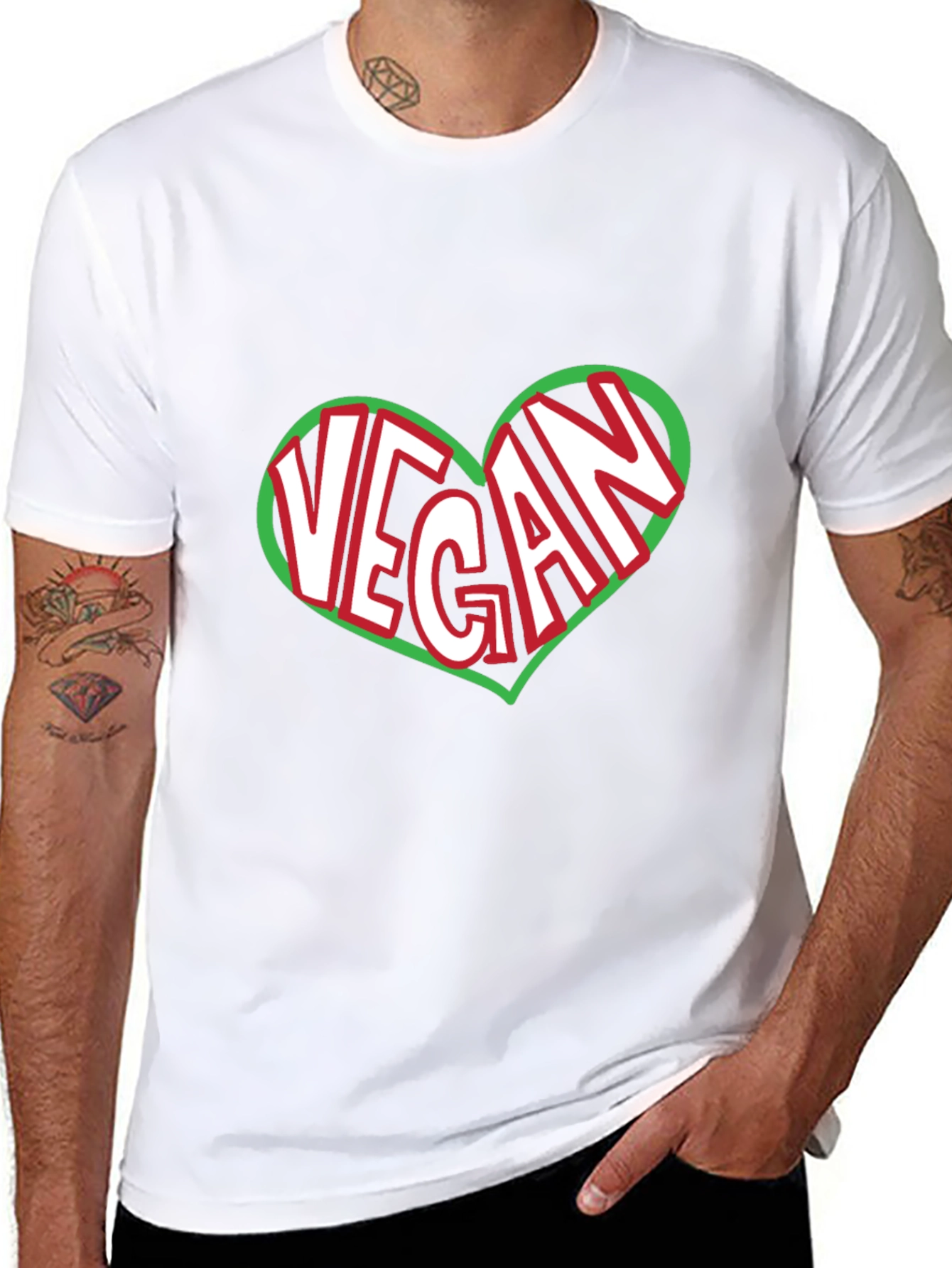 Vegan Heart Graphic T-Shirt - Black