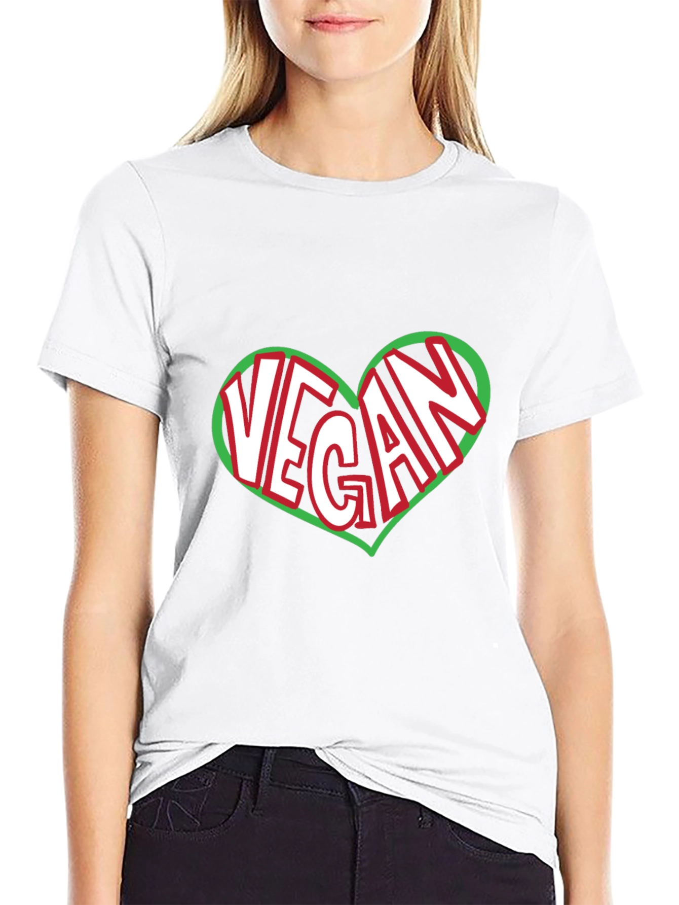 Vegan Heart Graphic T-Shirt - Black