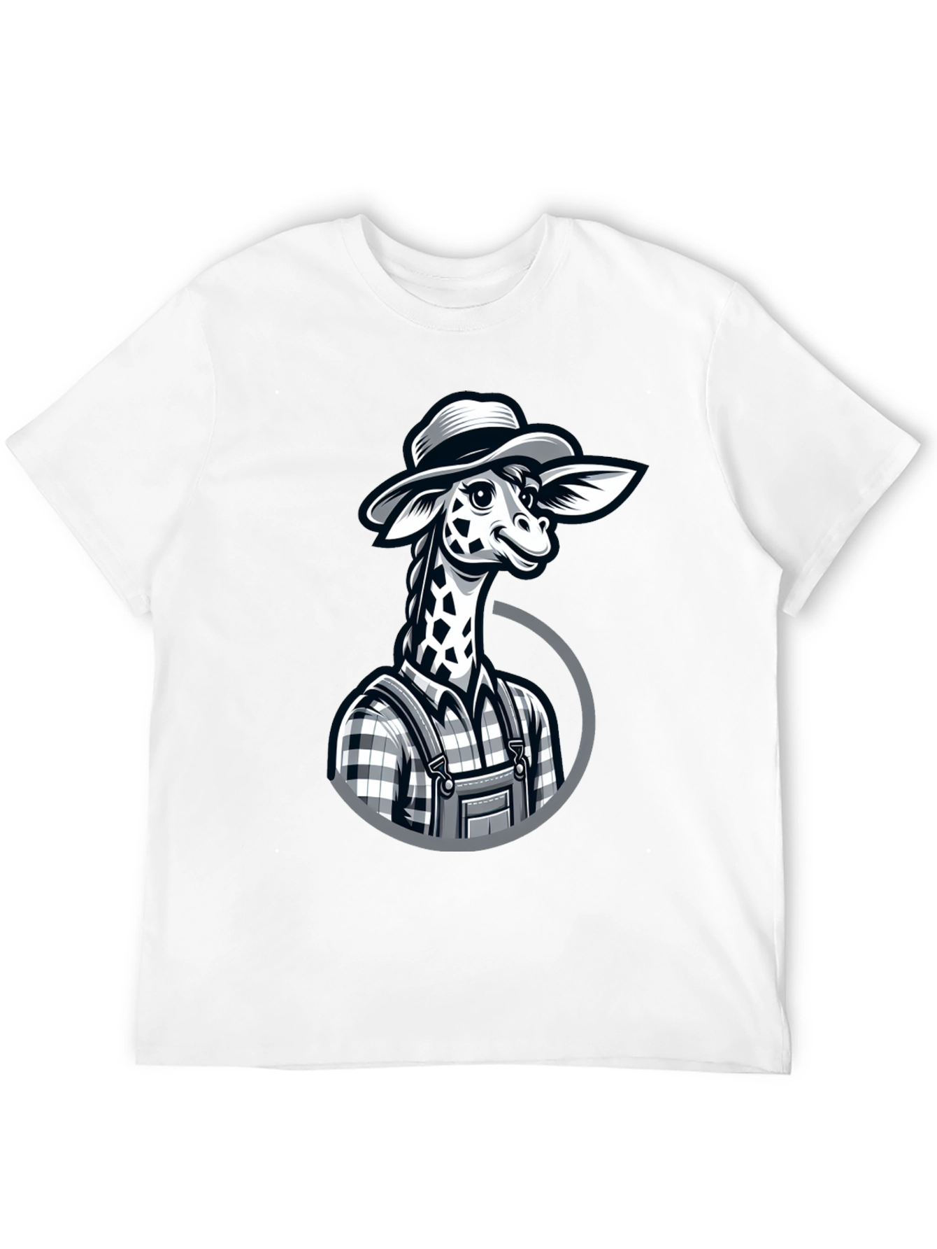 Giraffe Farmer Graphic Tee - Novelty Cartoon Animal Shirt