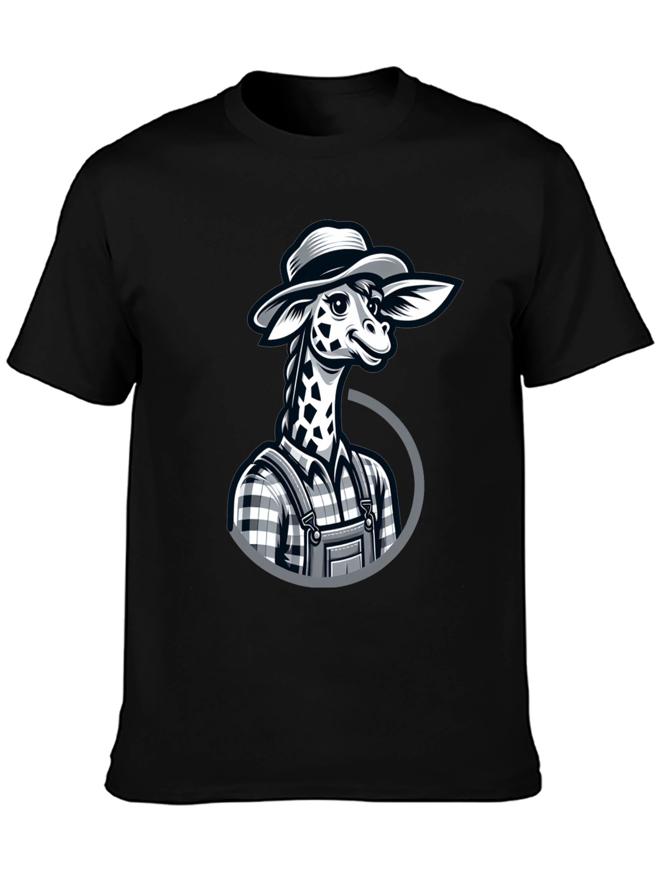 Giraffe Farmer Graphic Tee - Novelty Cartoon Animal Shirt
